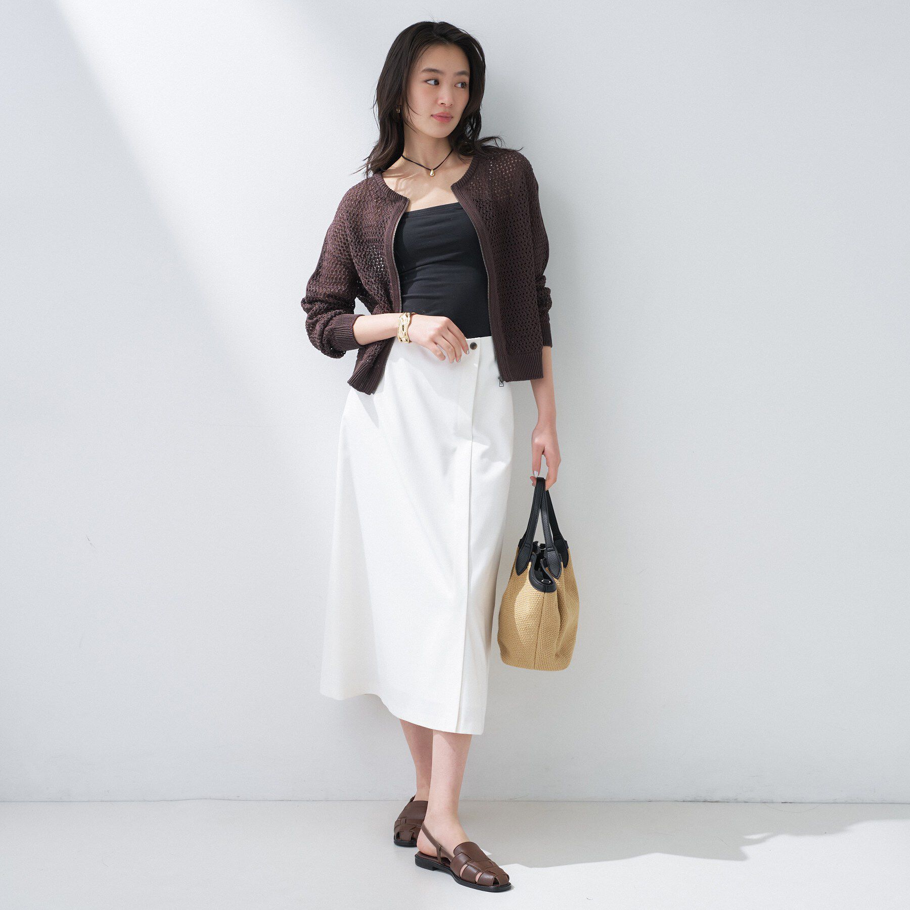 INDIVI「【洗える／UVケア】巻き風フレアスカート」|スカート|