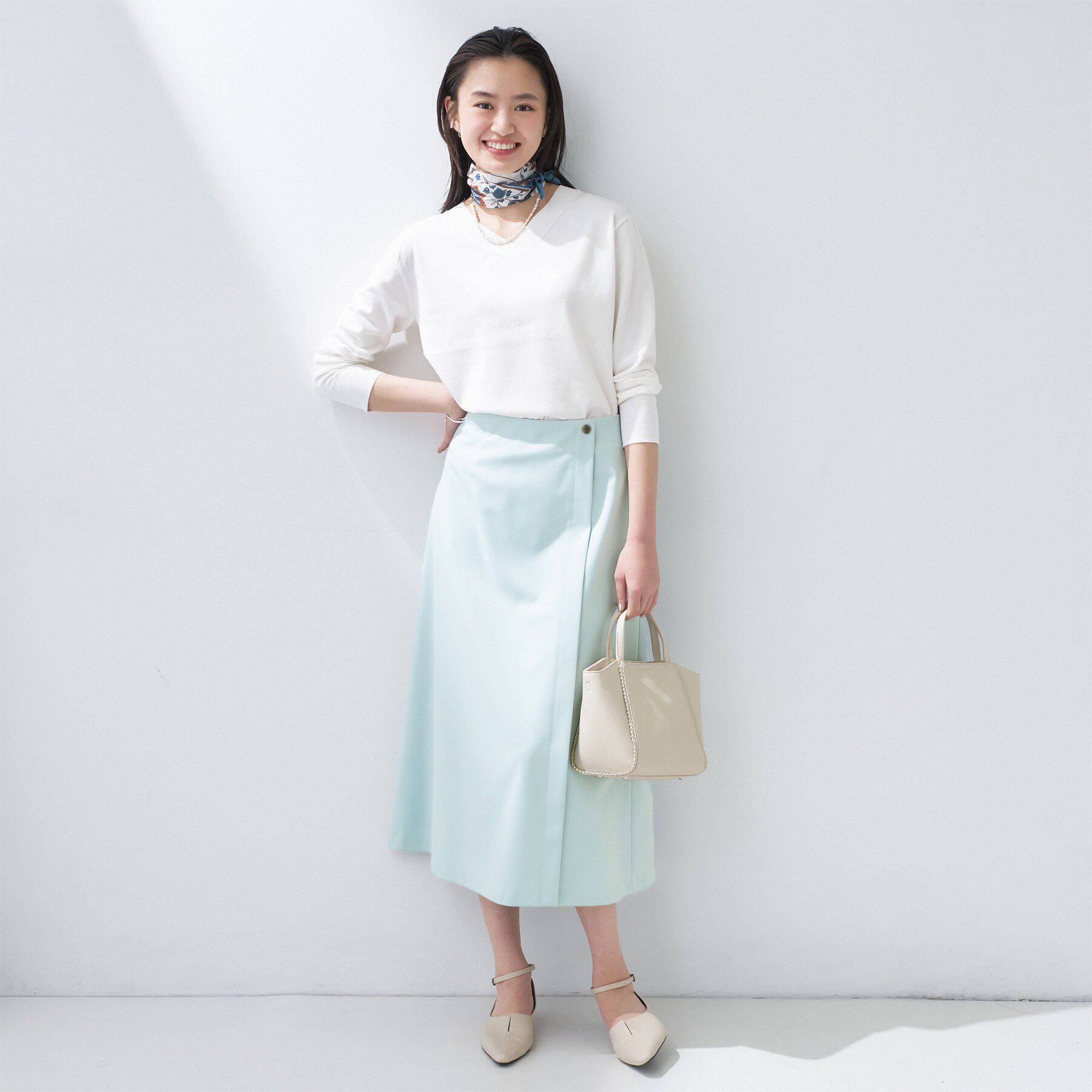 INDIVI「【洗える／UVケア】巻き風フレアスカート」|スカート|