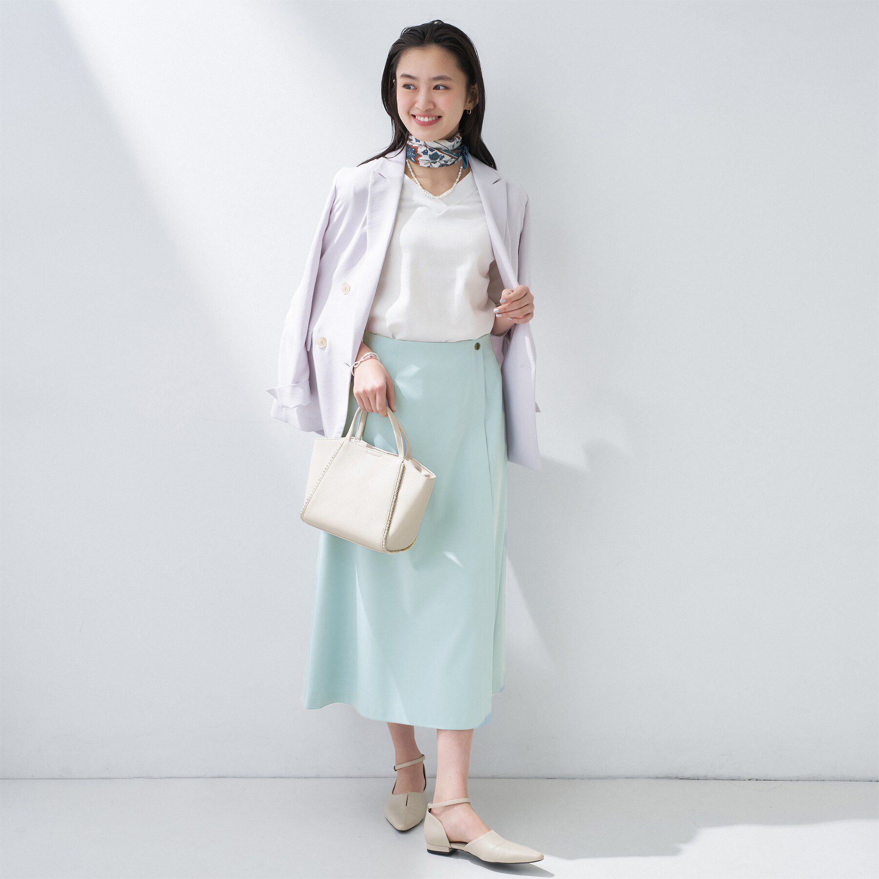 INDIVI「【洗える／UVケア】巻き風フレアスカート」|スカート|