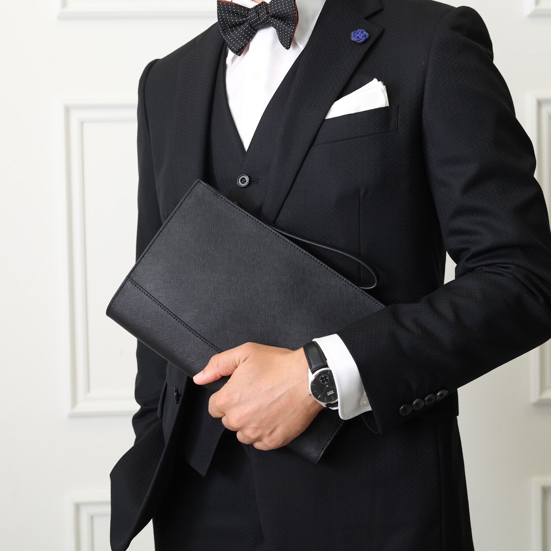 TAKEO KIKUCHI「【冠婚葬祭】ブラックレザー クラッチバッグ」|クラッチバッグ|