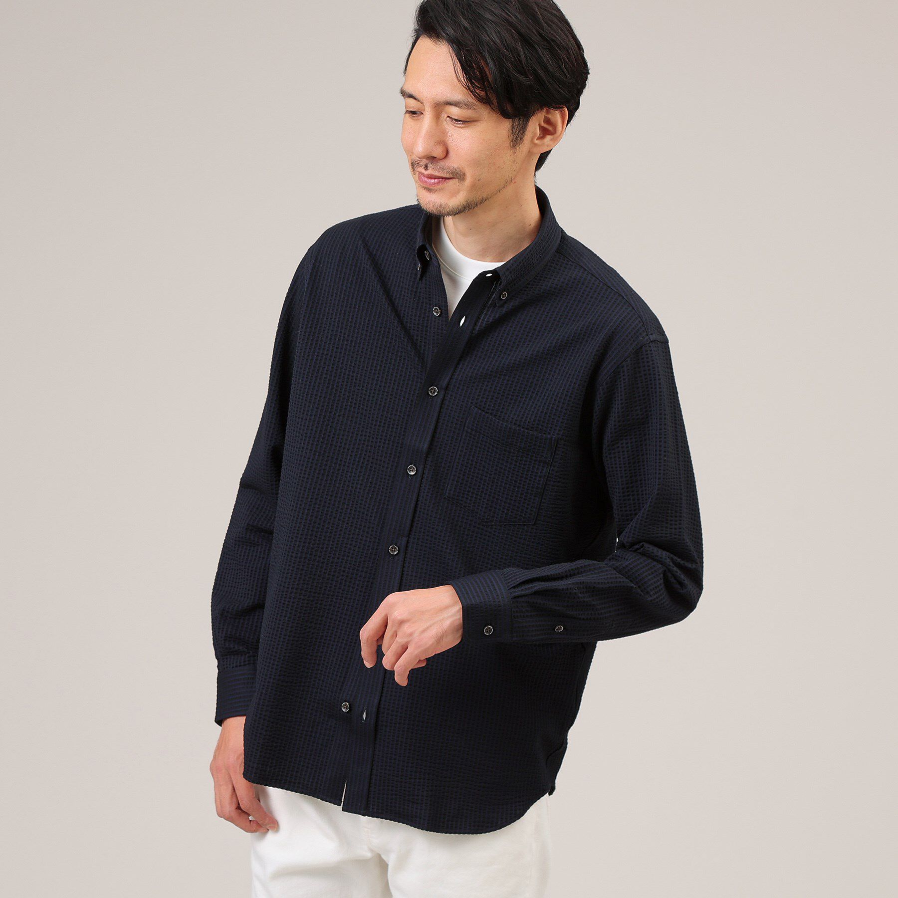 TAKEO KIKUCHI「【抗菌防臭/シーズンレス】シアサッカー ジャージシャツ」|シャツ・ブラウス|