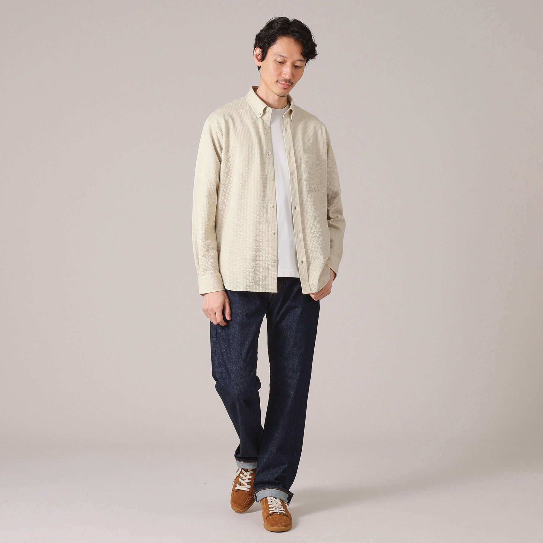 TAKEO KIKUCHI「【抗菌防臭/シーズンレス】シアサッカー ジャージシャツ」|シャツ・ブラウス|