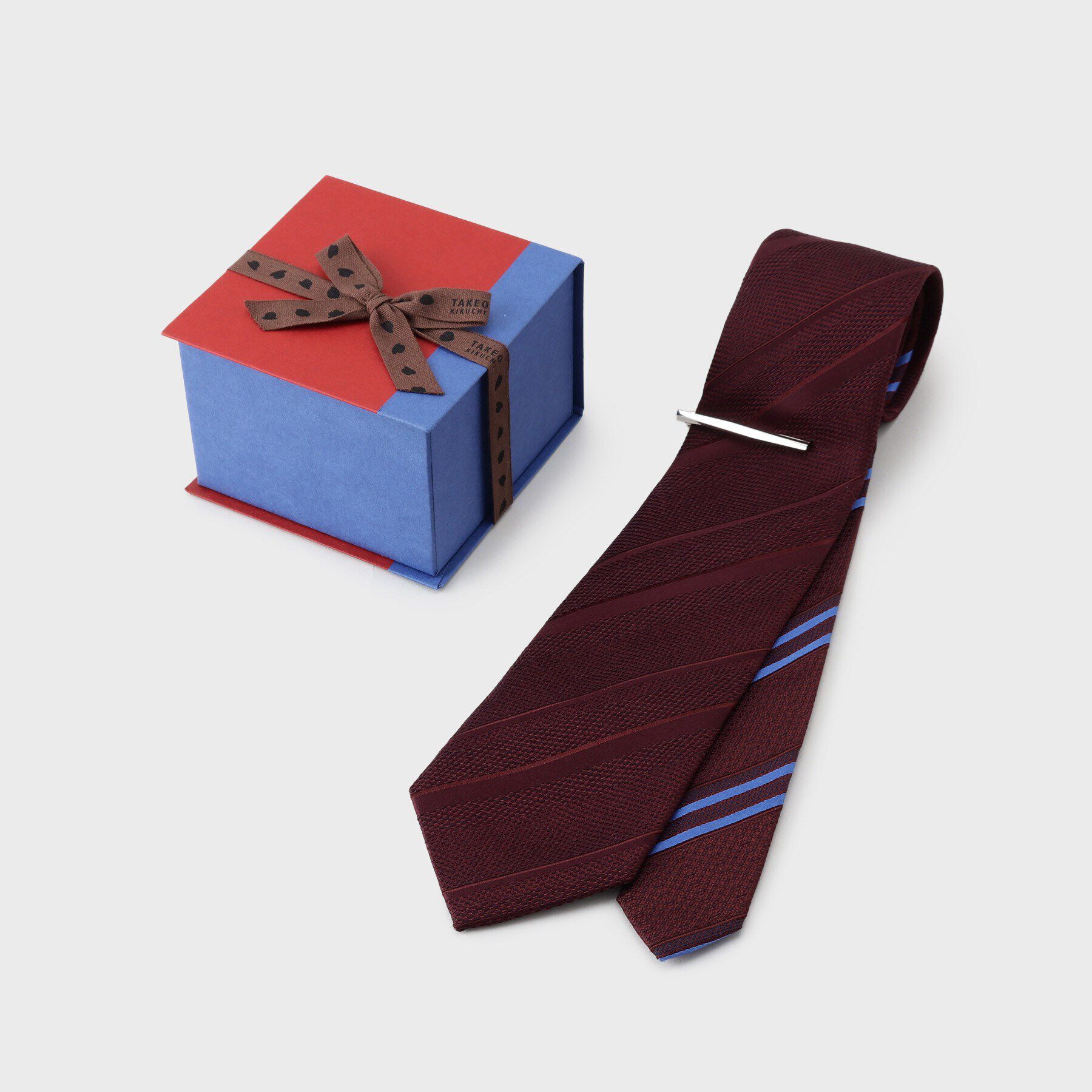 TAKEO KIKUCHI「【カラーBOXセット】ネクタイ＆タイバーセット」|ネクタイ・蝶ネクタイ|ボルドー(364)