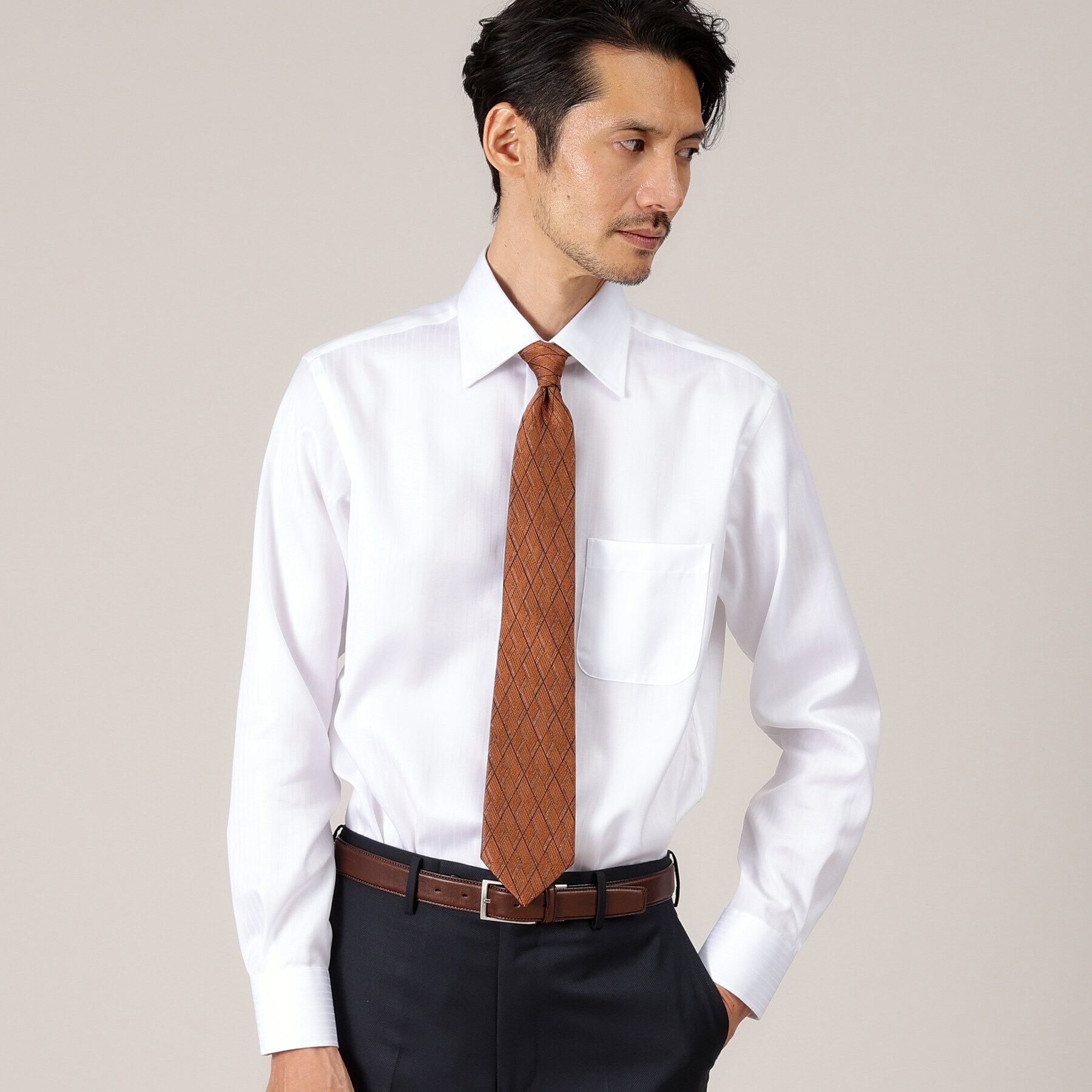 TAKEO KIKUCHI「シャドードビー ドレスシャツ」|シャツ・ブラウス|ホワイト・ストライプ