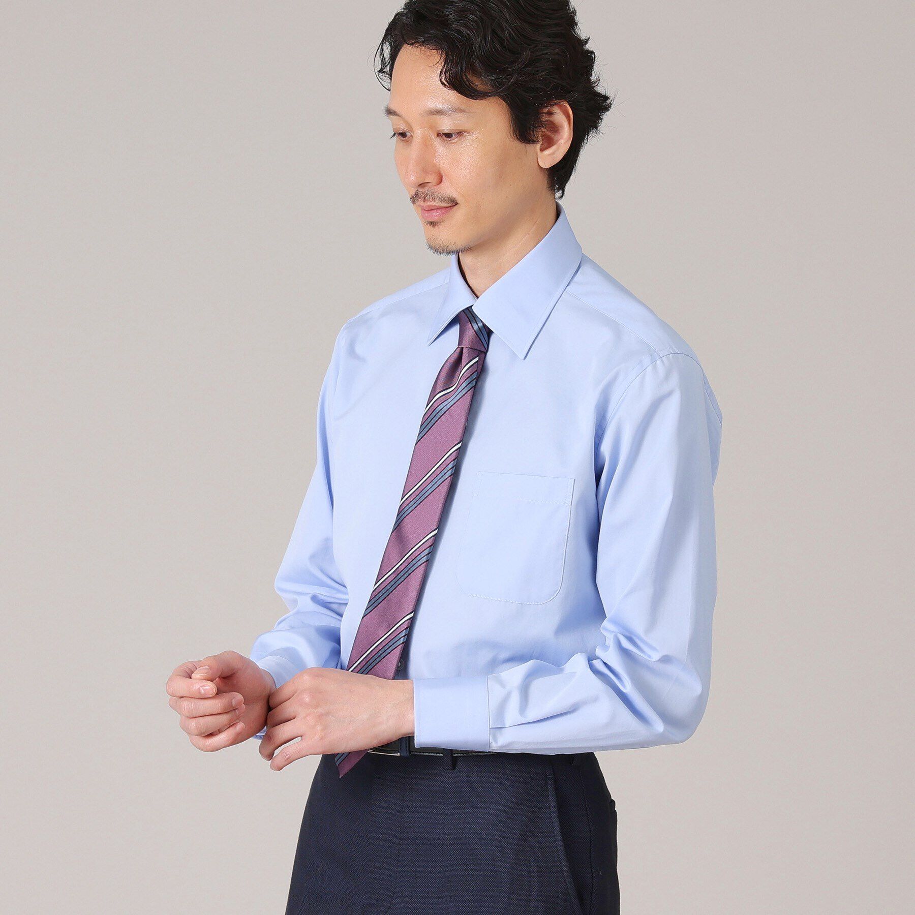 TAKEO KIKUCHI「グログラン セミワイドカラー シャツ」|シャツ・ブラウス|