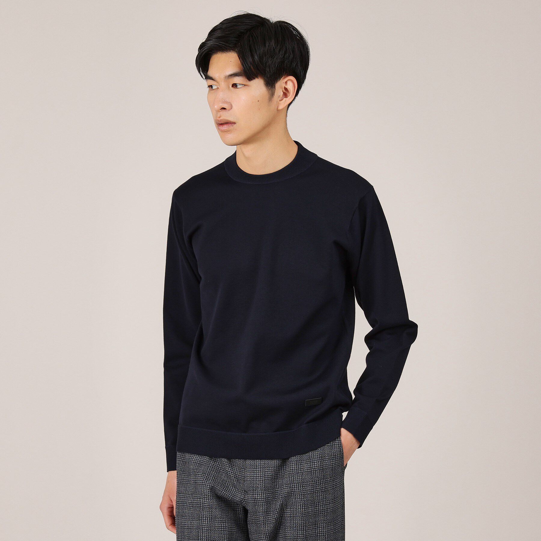 TAKEO KIKUCHI「【ジャケット対応】テーラードネック プルオーバー ニット」|ニット・セーター|ネイビー(094)