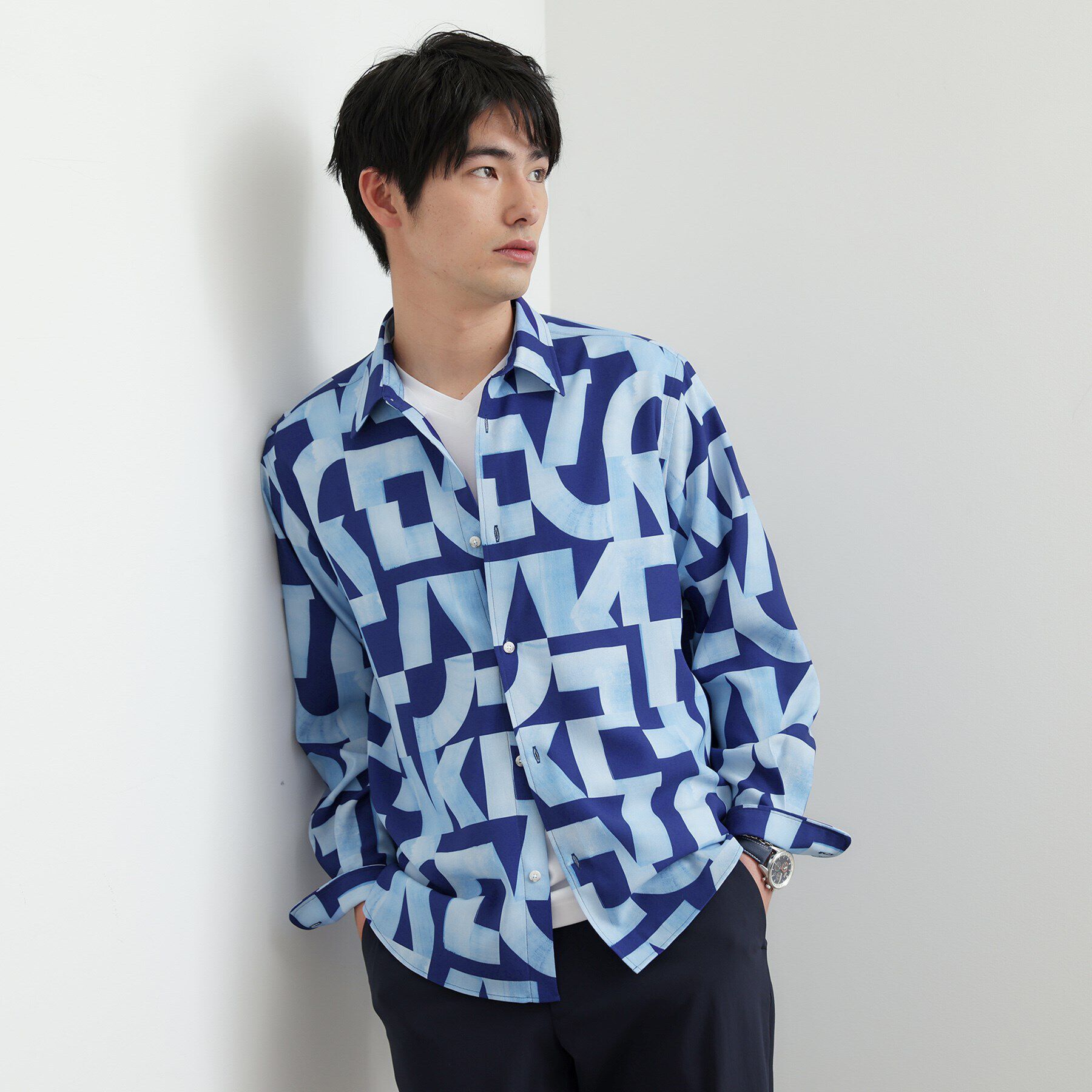 TAKEO KIKUCHI「【Made in JAPAN】スライドパズル柄 シャツ」|シャツ・ブラウス|ブルー(192)