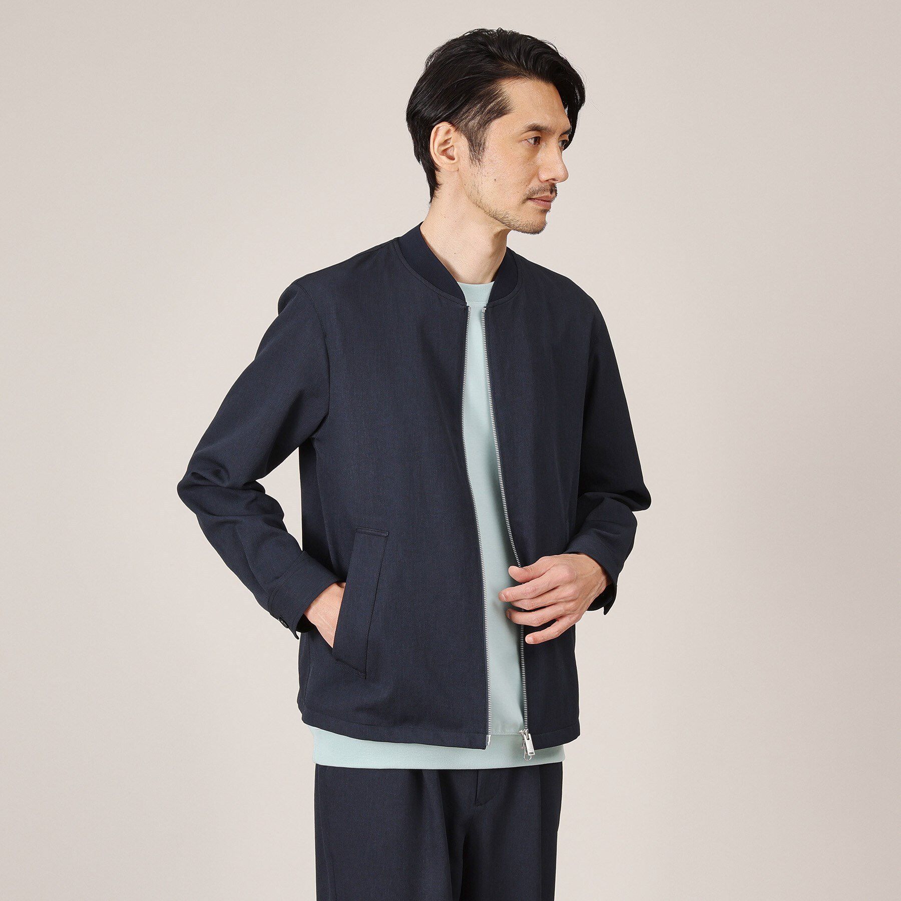 TAKEO KIKUCHI「【多機能/軽羽織】リネンライクカルゼ リブブルゾン」|ブルゾン・スタジャン|