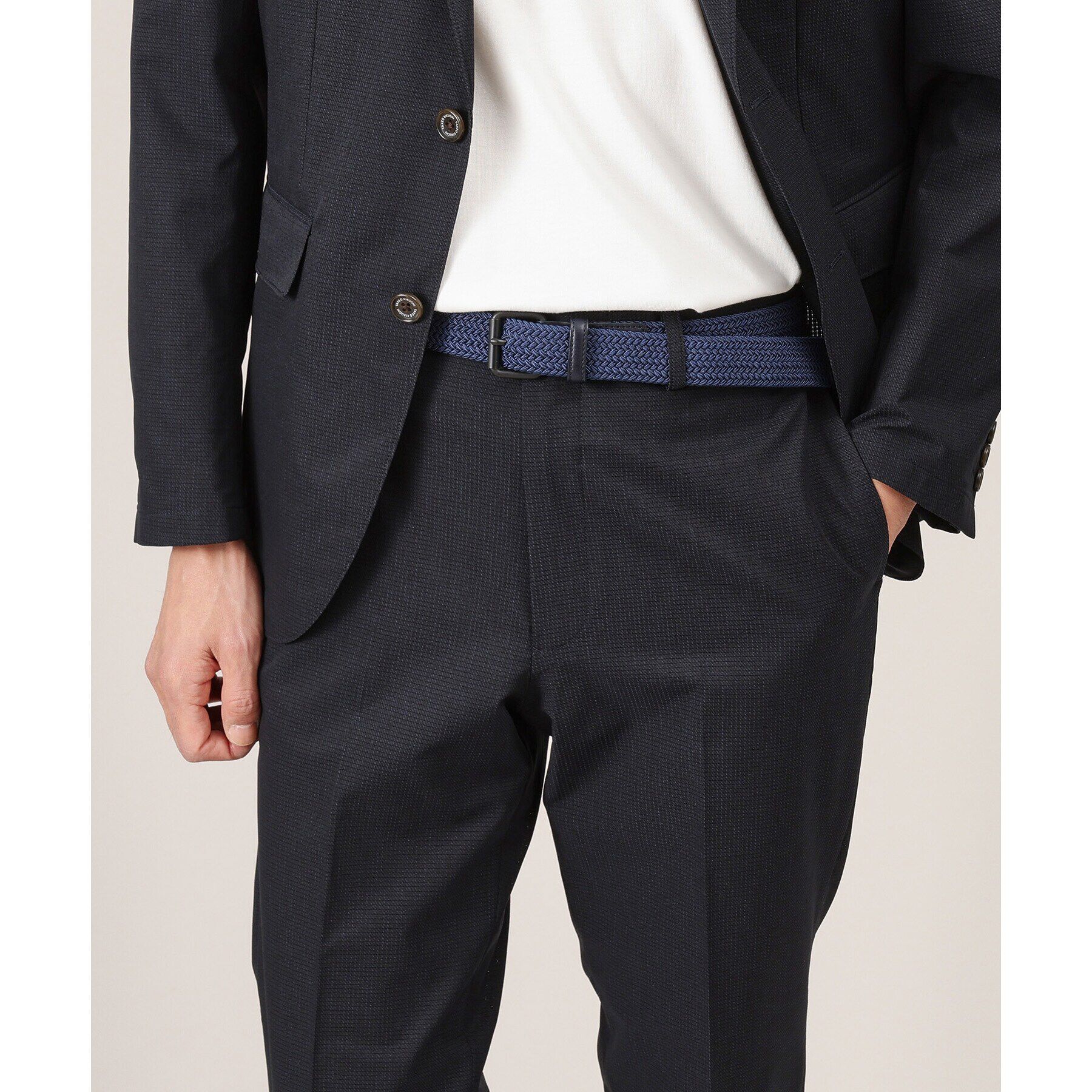 TAKEO KIKUCHI「【Made in JAPAN】レザーコンビ マットバックル ゴムメッシュベルト」|ベルト|