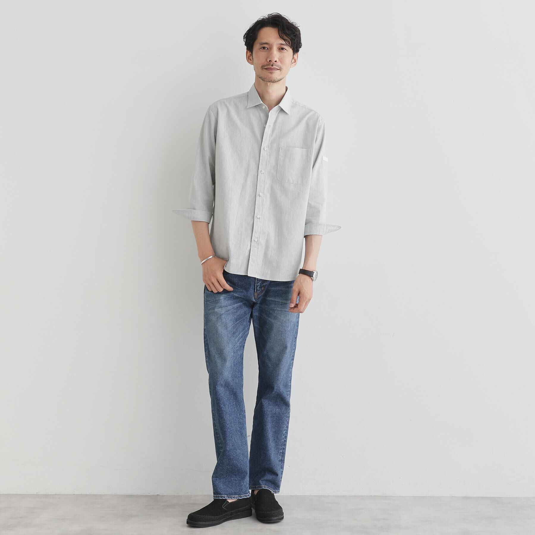 TAKEO KIKUCHI「ハイブリッド リネン 7分袖 シャツ」|シャツ・ブラウス|