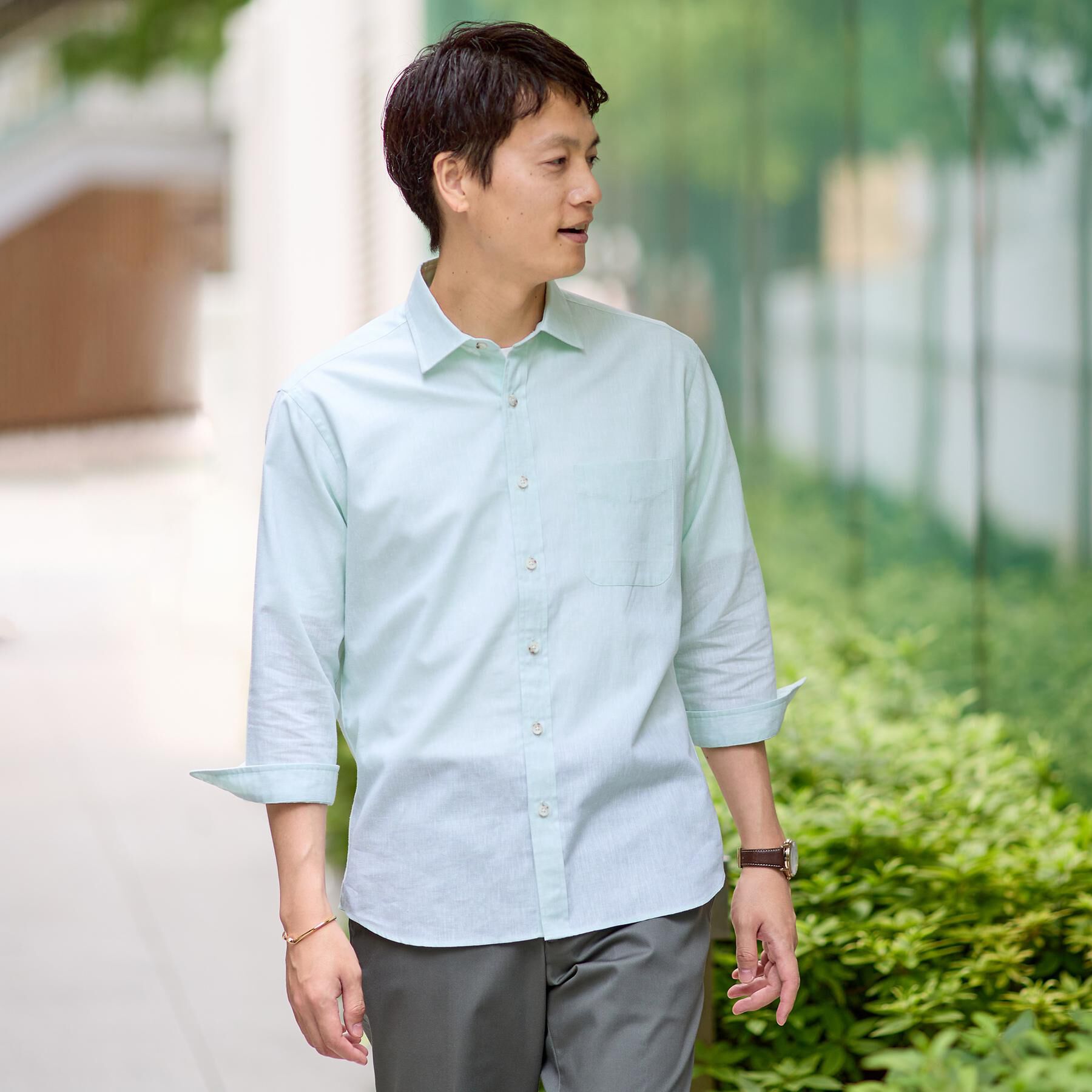 TAKEO KIKUCHI「ハイブリッド リネン 7分袖 シャツ」|シャツ・ブラウス|