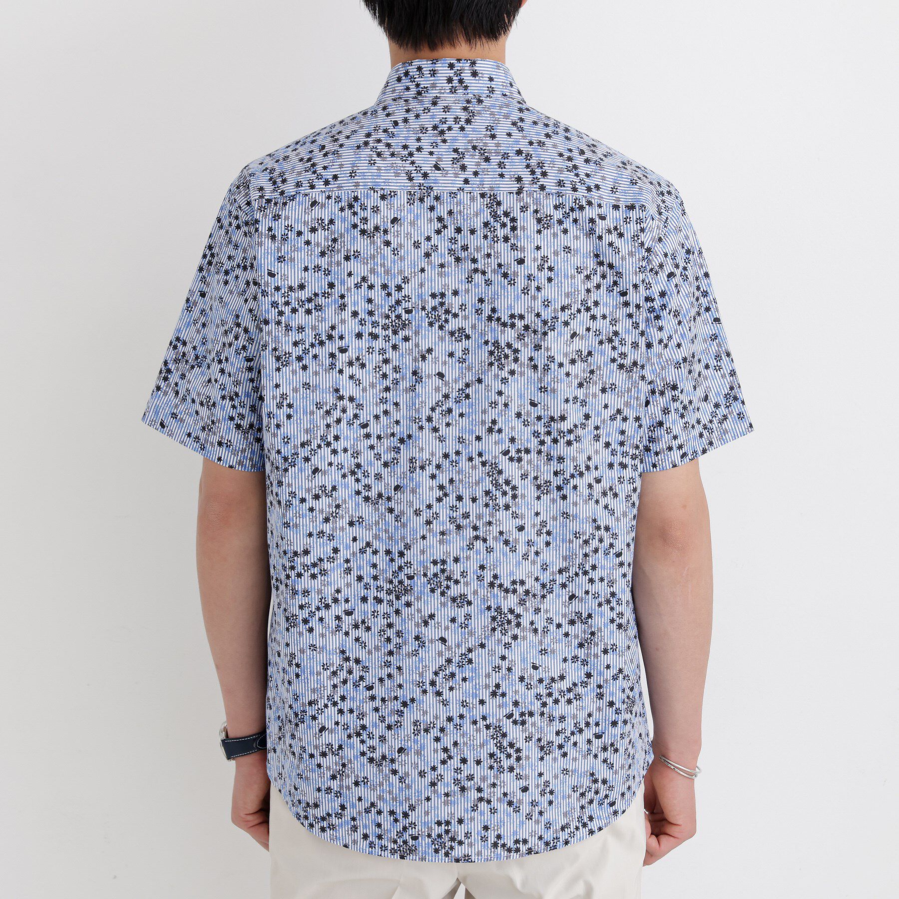 TAKEO KIKUCHI「ストライプ小花プリント 半袖シャツ」|シャツ・ブラウス|