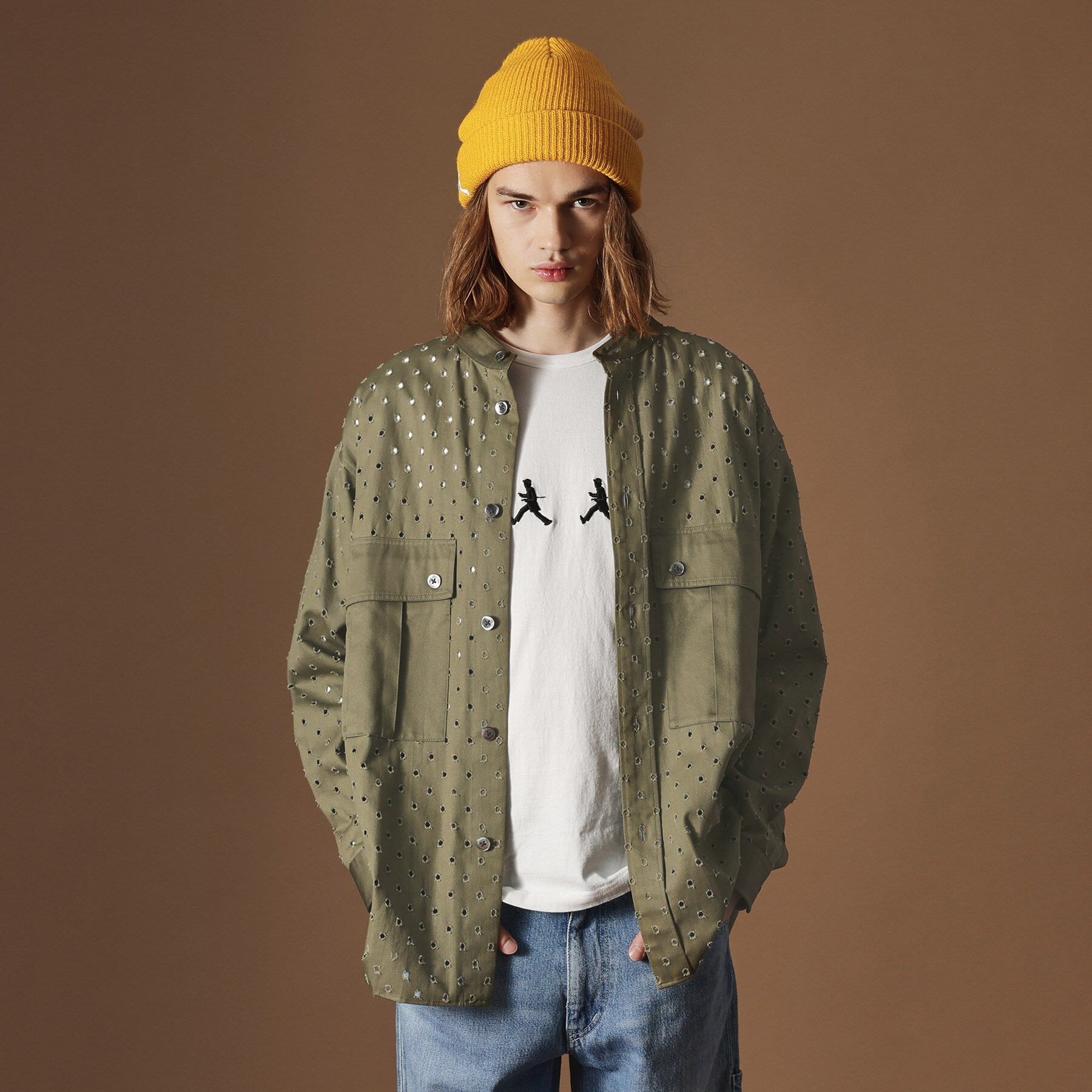 40CARATS&525「ツイルオパールオーバーシャツ」|シャツ・ブラウス|カーキ(028)