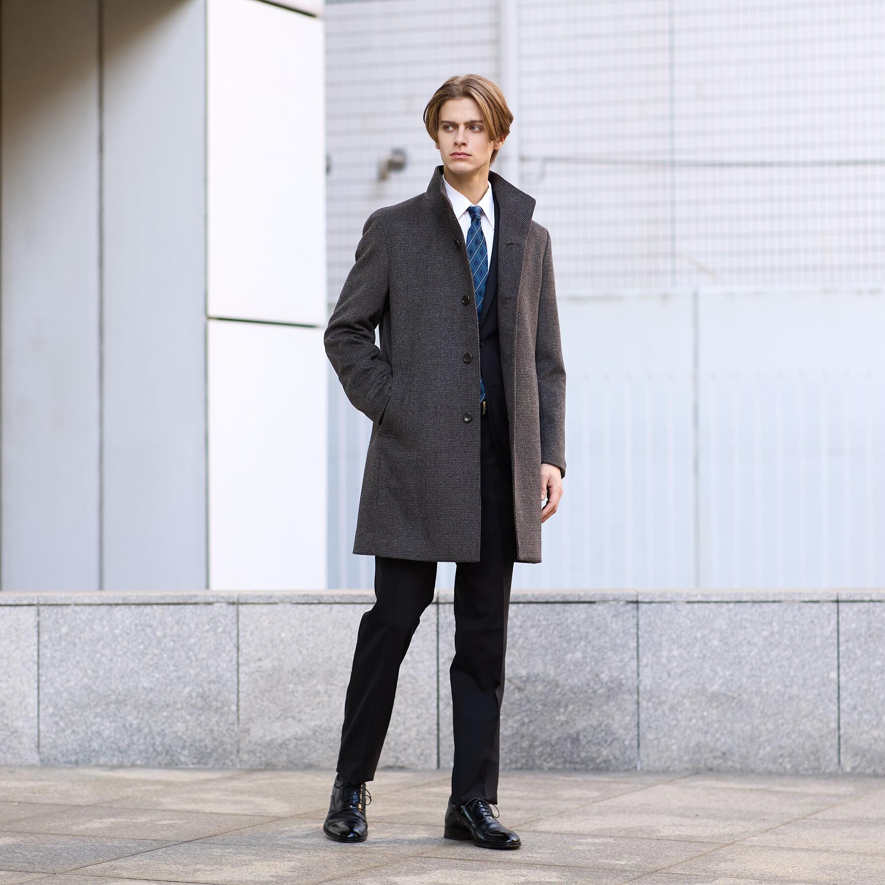 TAKEO KIKUCHI「カシミヤブレンド ビーバー調ピンヘッドスタンドカラーコート」|その他|