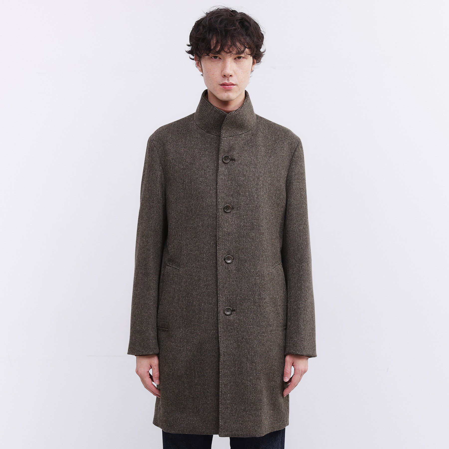 TAKEO KIKUCHI「カシミヤブレンド ビーバー調ピンヘッドスタンドカラーコート」|その他|