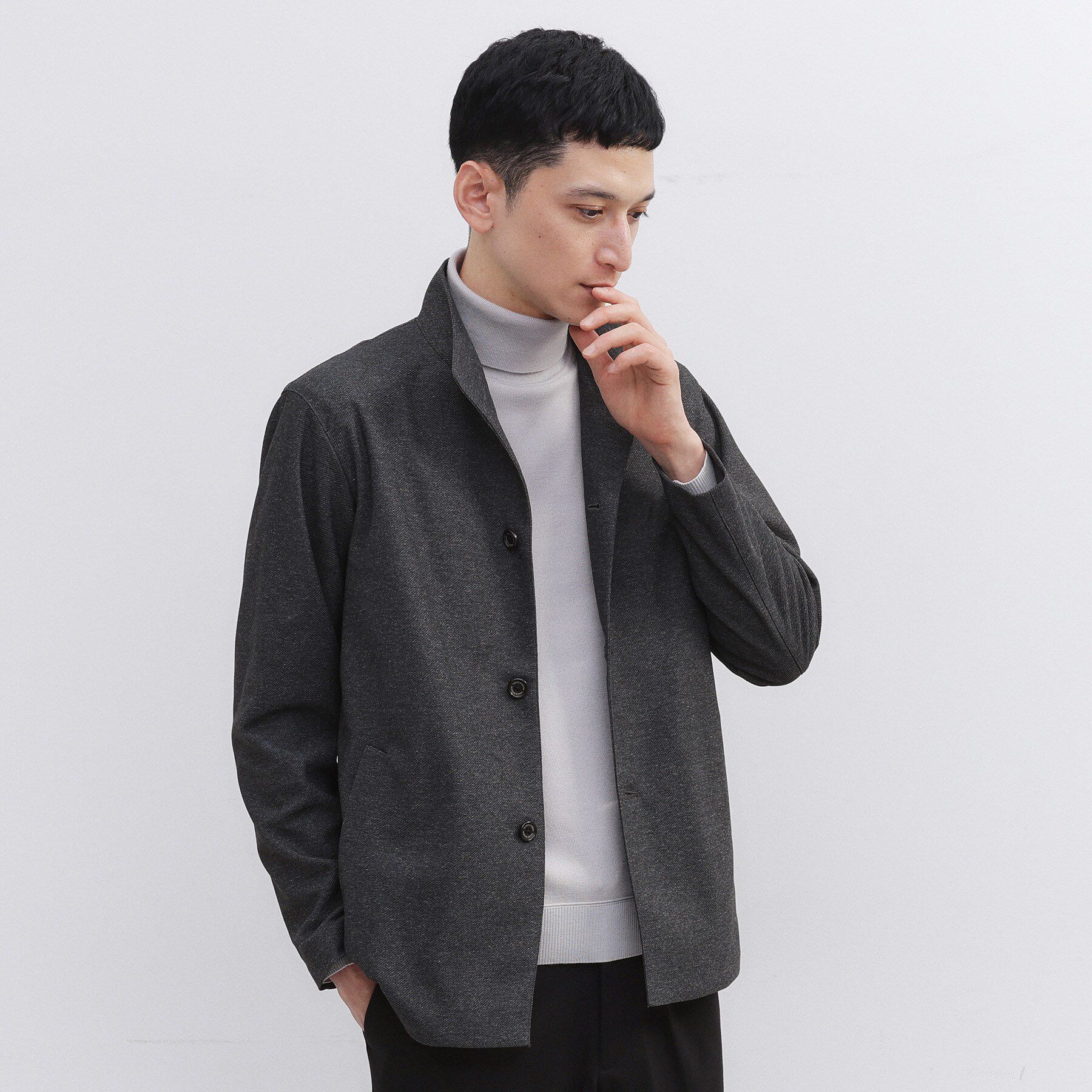 TAKEO KIKUCHI「ツイルジャージー イタリアンカラージャケット」|ブルゾン・スタジャン|