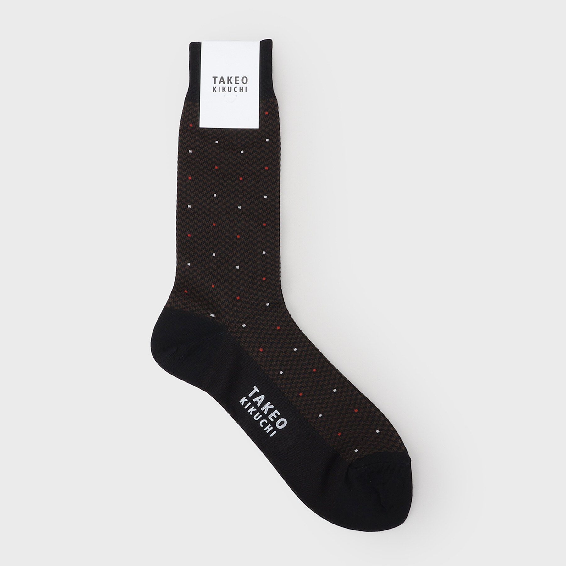 TAKEO KIKUCHI「番千鳥ドットドレスソックス」|ソックス|ブラウン(044)