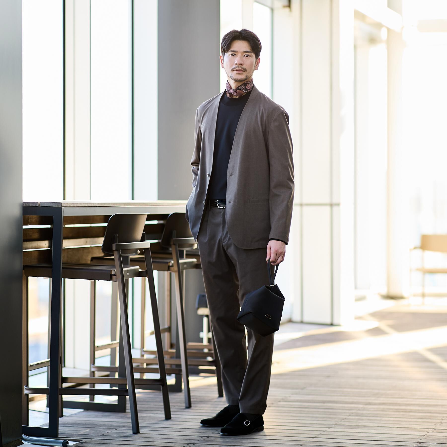 TAKEO KIKUCHI「【ON／OFF兼用】CARREMANファブリック ノーカラージャケット」|ノーカラージャケット|