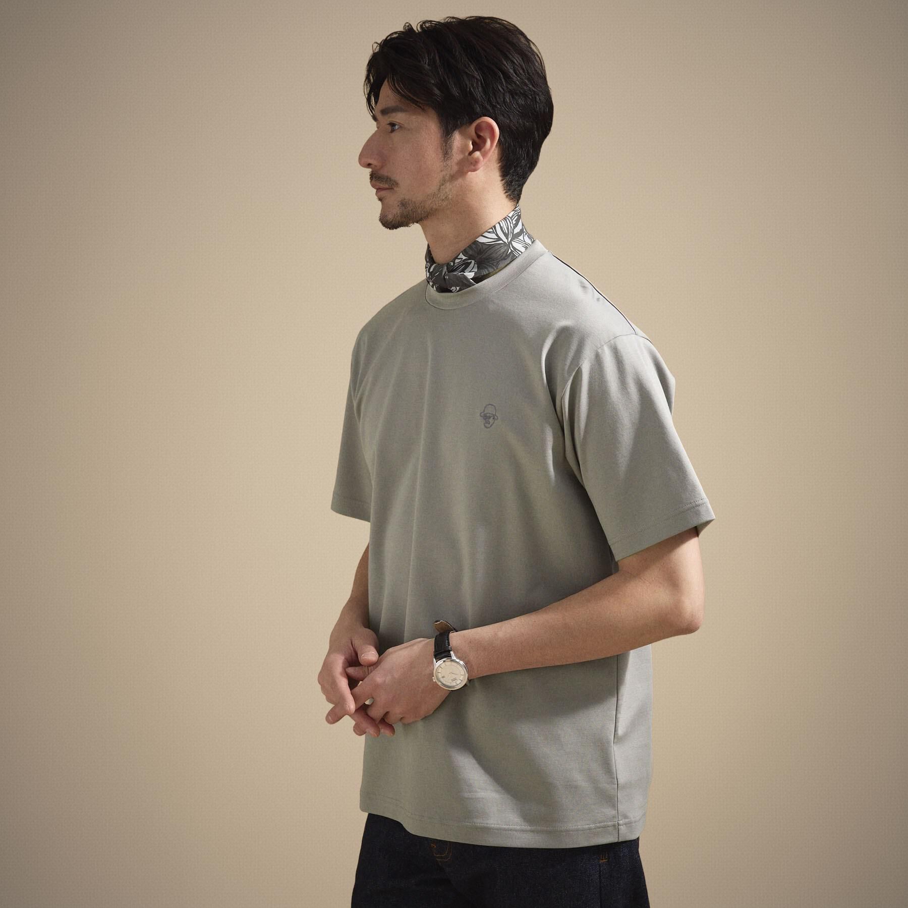 TAKEO KIKUCHI「ワンストローク刺繍 半袖 Tシャツ」|Tシャツ・カットソー|ライトグレー(011