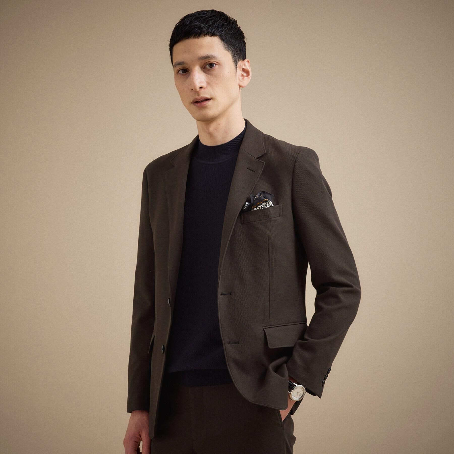 TAKEO KIKUCHI「パールニットジャージ ジャケット」|テーラードジャケット|ブラウン(044)