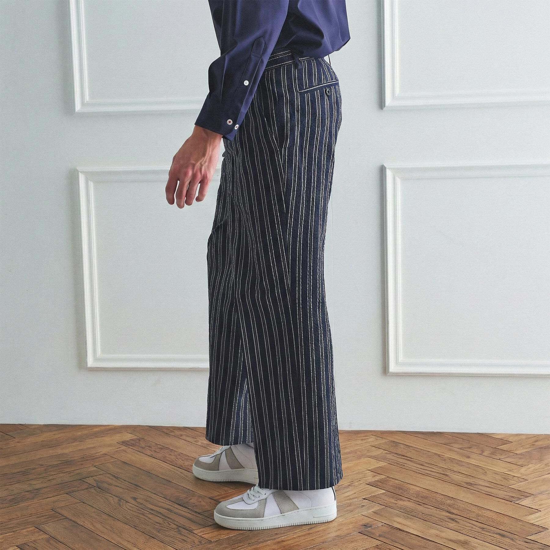 TAKEO KIKUCHI「【BOWLER HAT LABEL】サッカーストライプ イージーワイドパンツ」|その他|