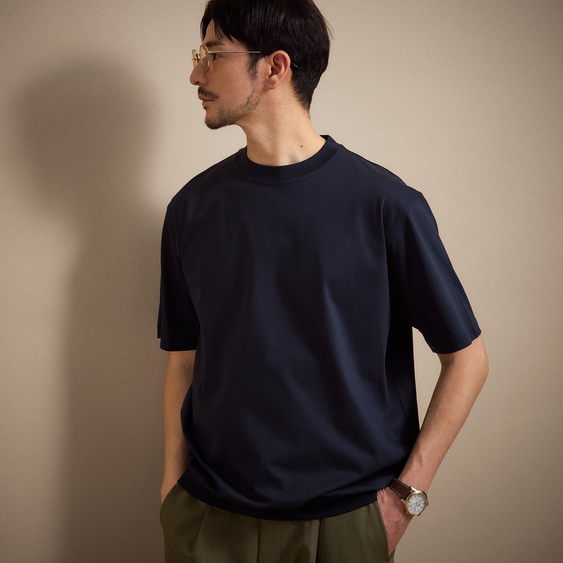 TAKEO KIKUCHI「アイスクリアコットン プルオーバー」|Tシャツ・カットソー|ネイビー(095)