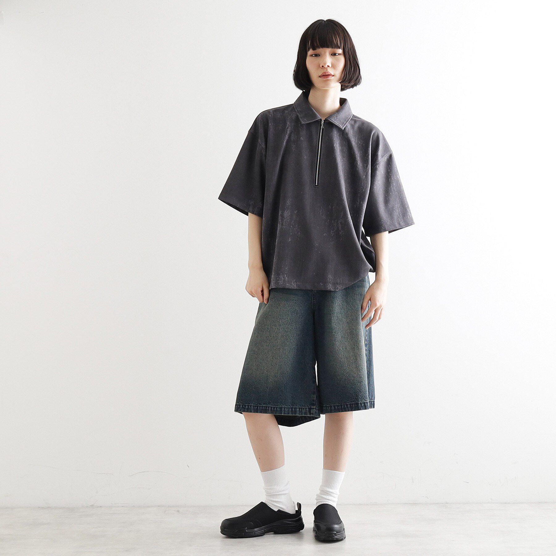 tk.TAKEO KIKUCHI「ヴィンテージライクハーフジップポロシャツ」|ポロシャツ|