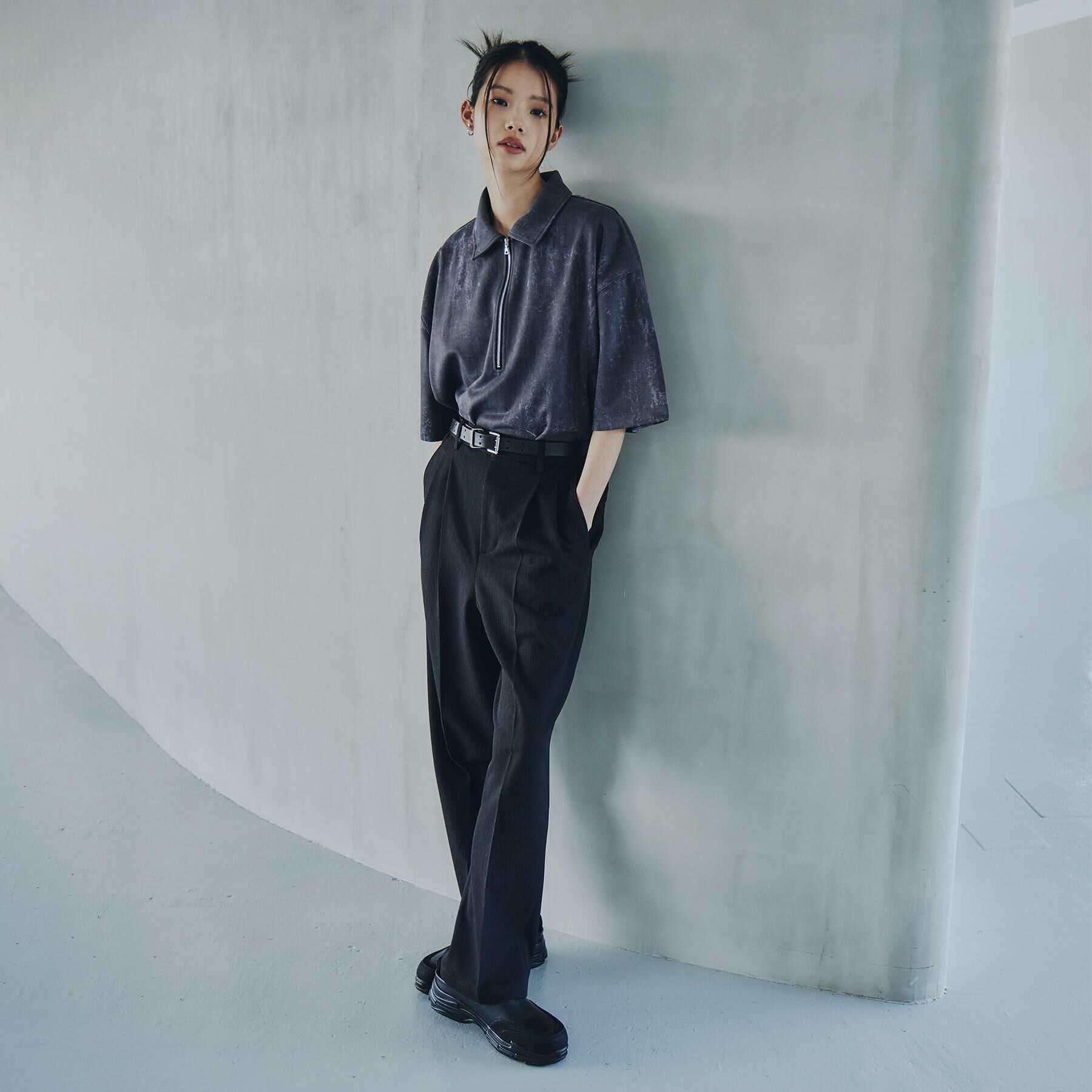 tk.TAKEO KIKUCHI「ヴィンテージライクハーフジップポロシャツ」|ポロシャツ|