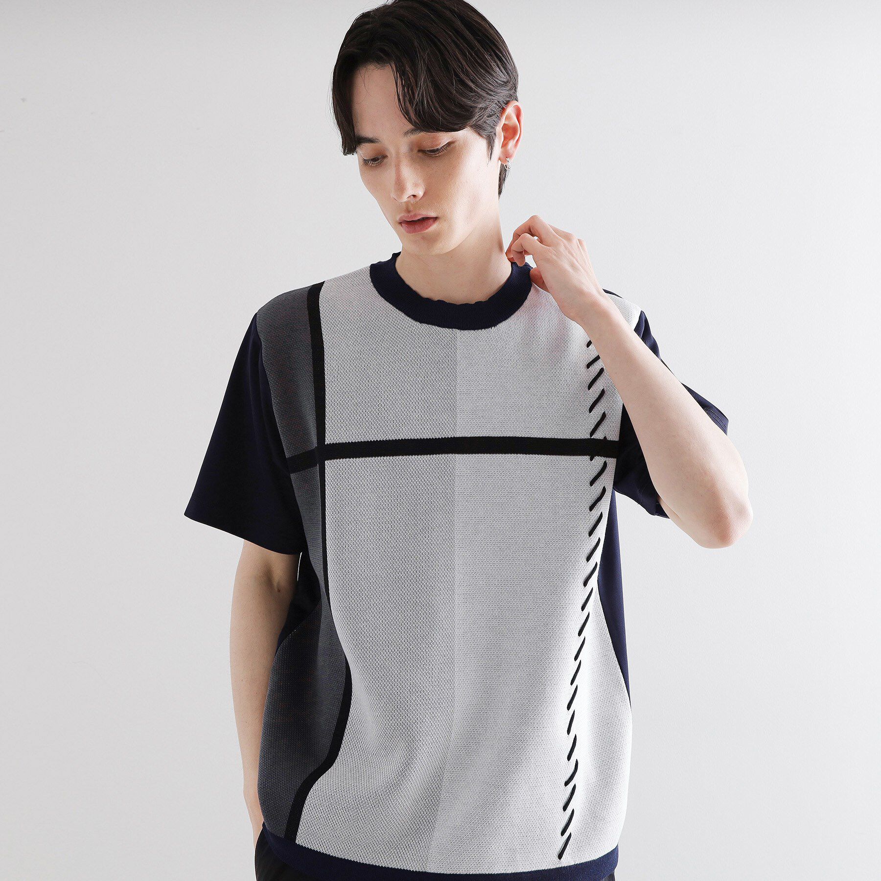 tk.TAKEO KIKUCHI「ニットドッキングクロスオーバー」|Tシャツ・カットソー|