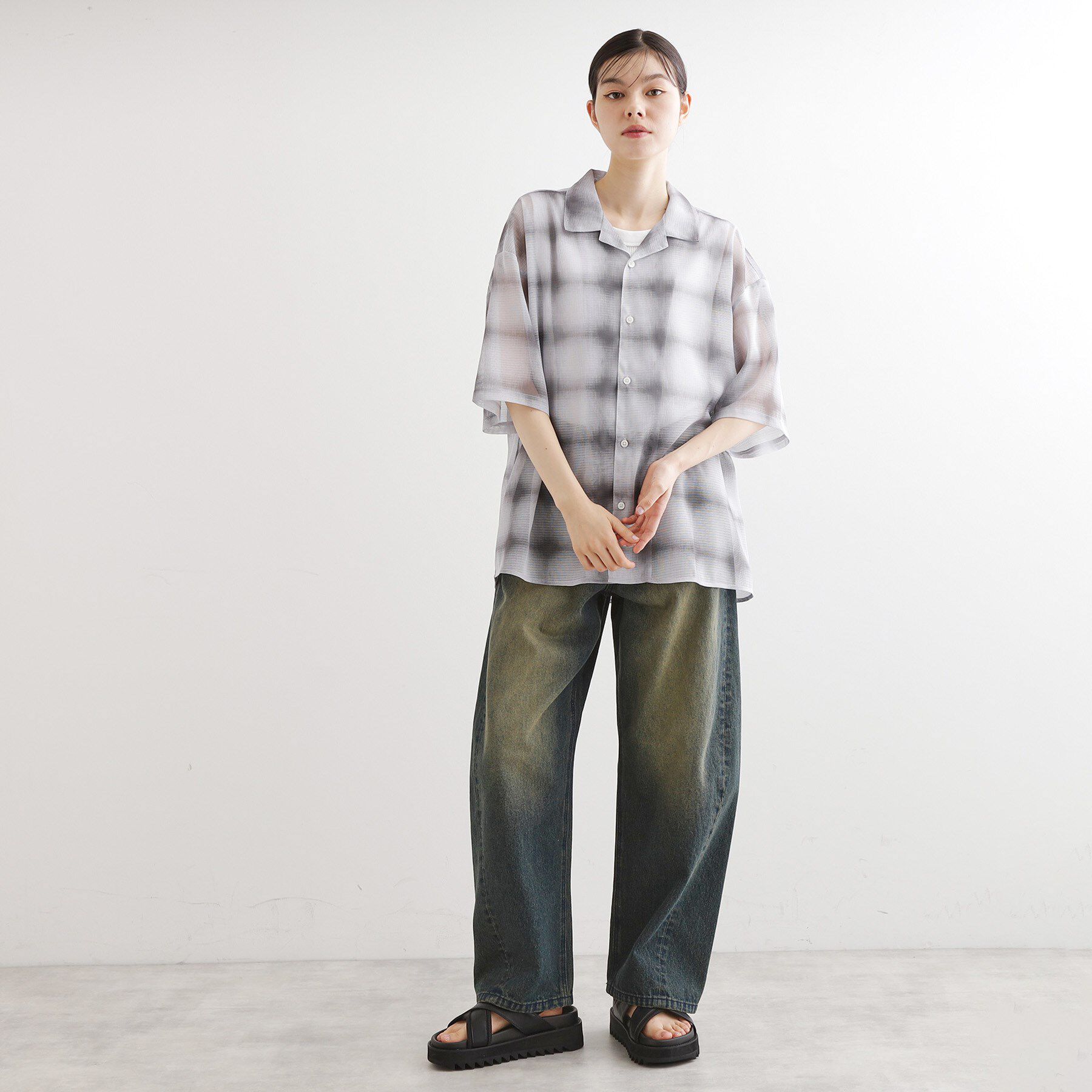 tk.TAKEO KIKUCHI「メッシュオンブレ―チェックシャツ」|シャツ・ブラウス|