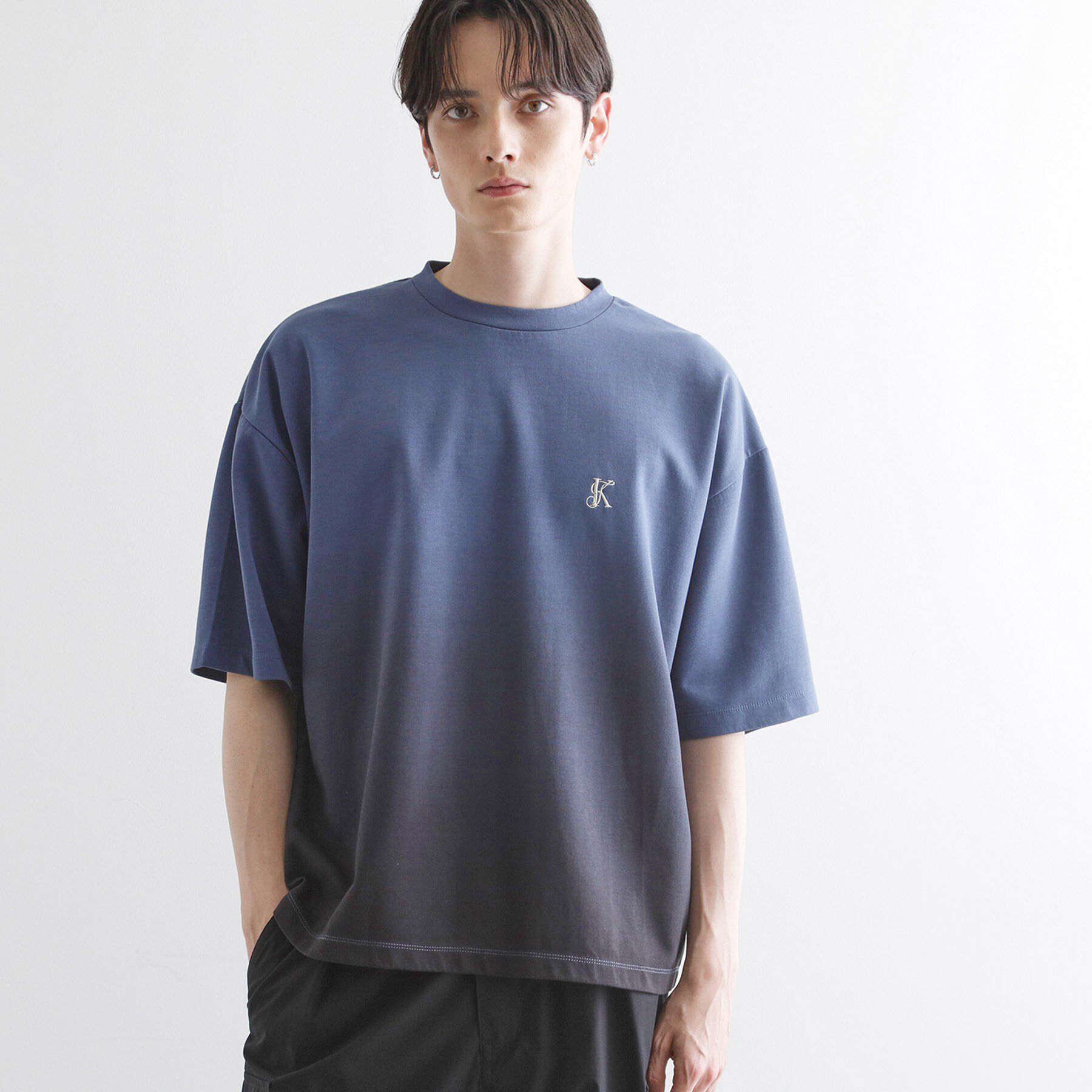 tk.TAKEO KIKUCHI「グラデーションダイ5分袖カットソー」|Tシャツ・カットソー|ネイビー(094)