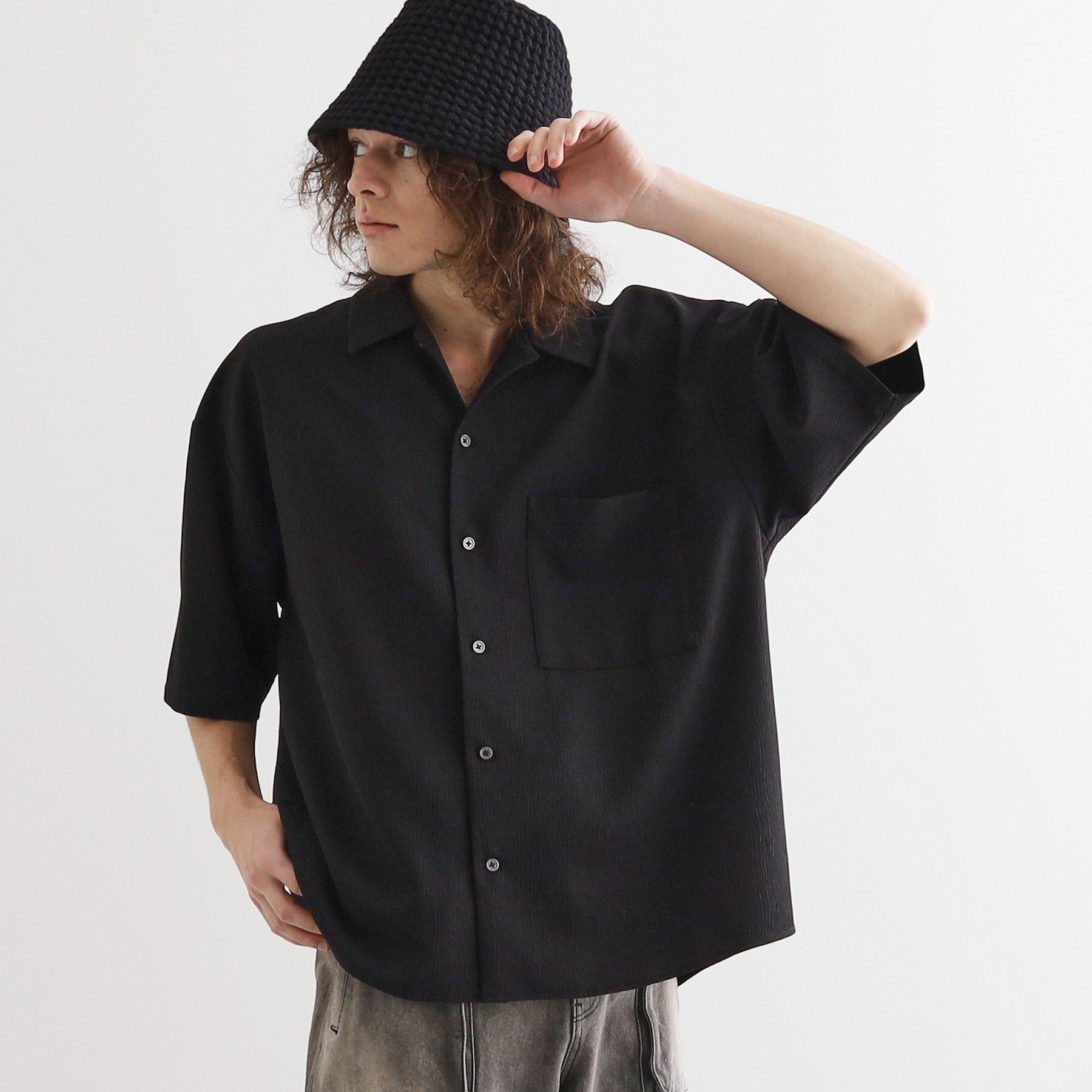 tk.TAKEO KIKUCHI「【セットアップ対応】テッククレープシャツ」|シャツ・ブラウス|ブラック(019)