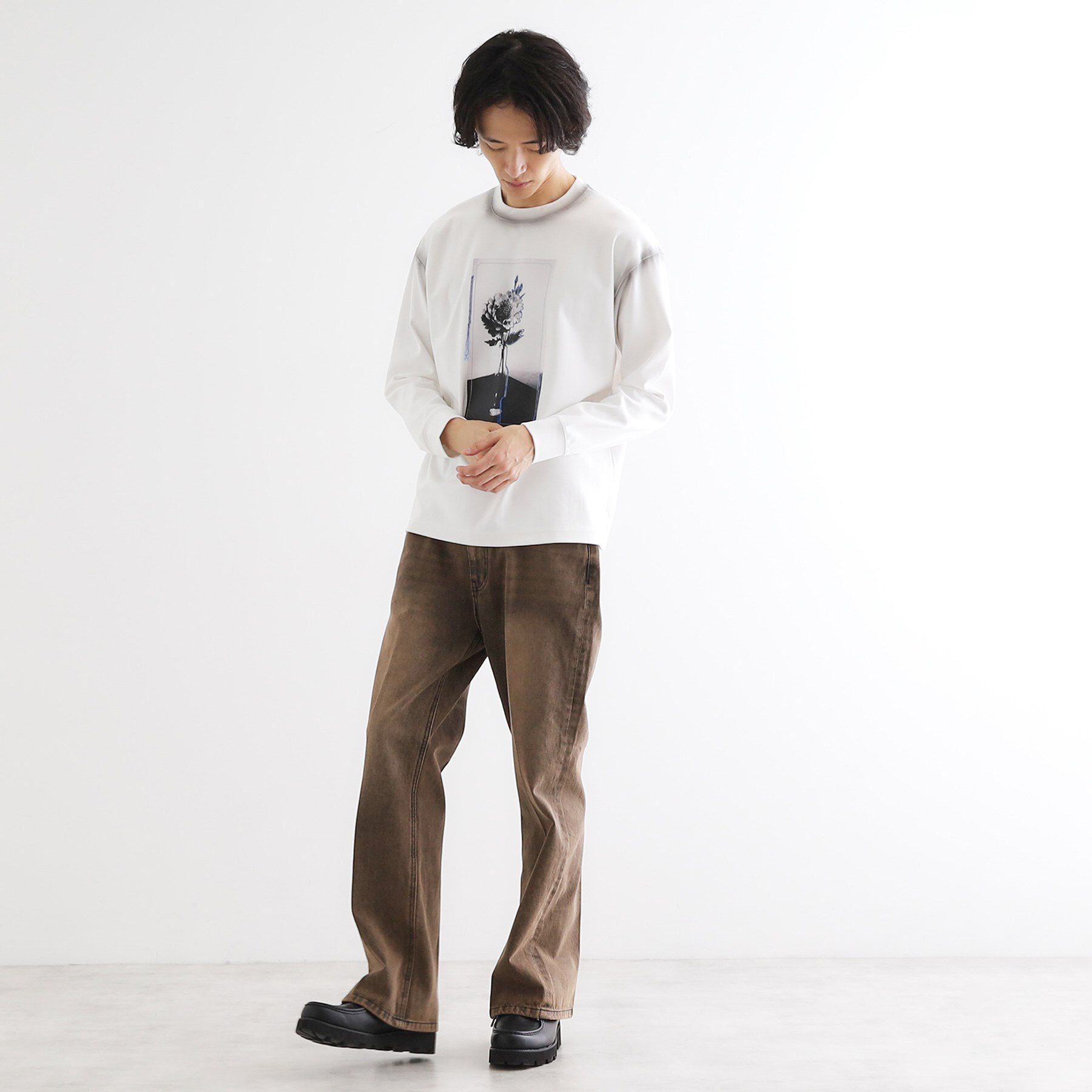 tk.TAKEO KIKUCHI「フラワーフォトエンブロヘビーウェイトスムースTシャツ」|Tシャツ・カットソー|