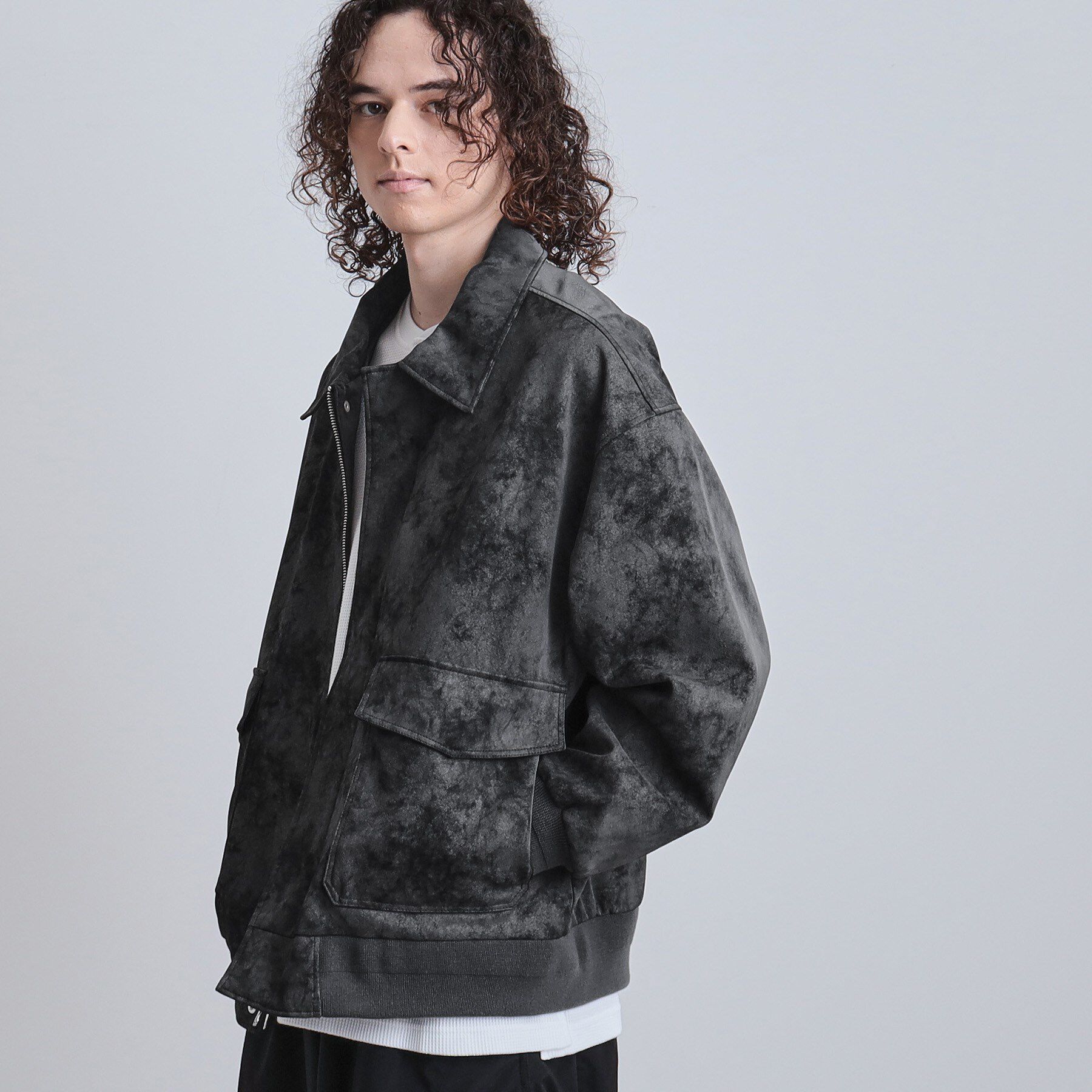 tk.TAKEO KIKUCHI「A－2シンセティックレザーブルゾン」|ブルゾン・スタジャン|