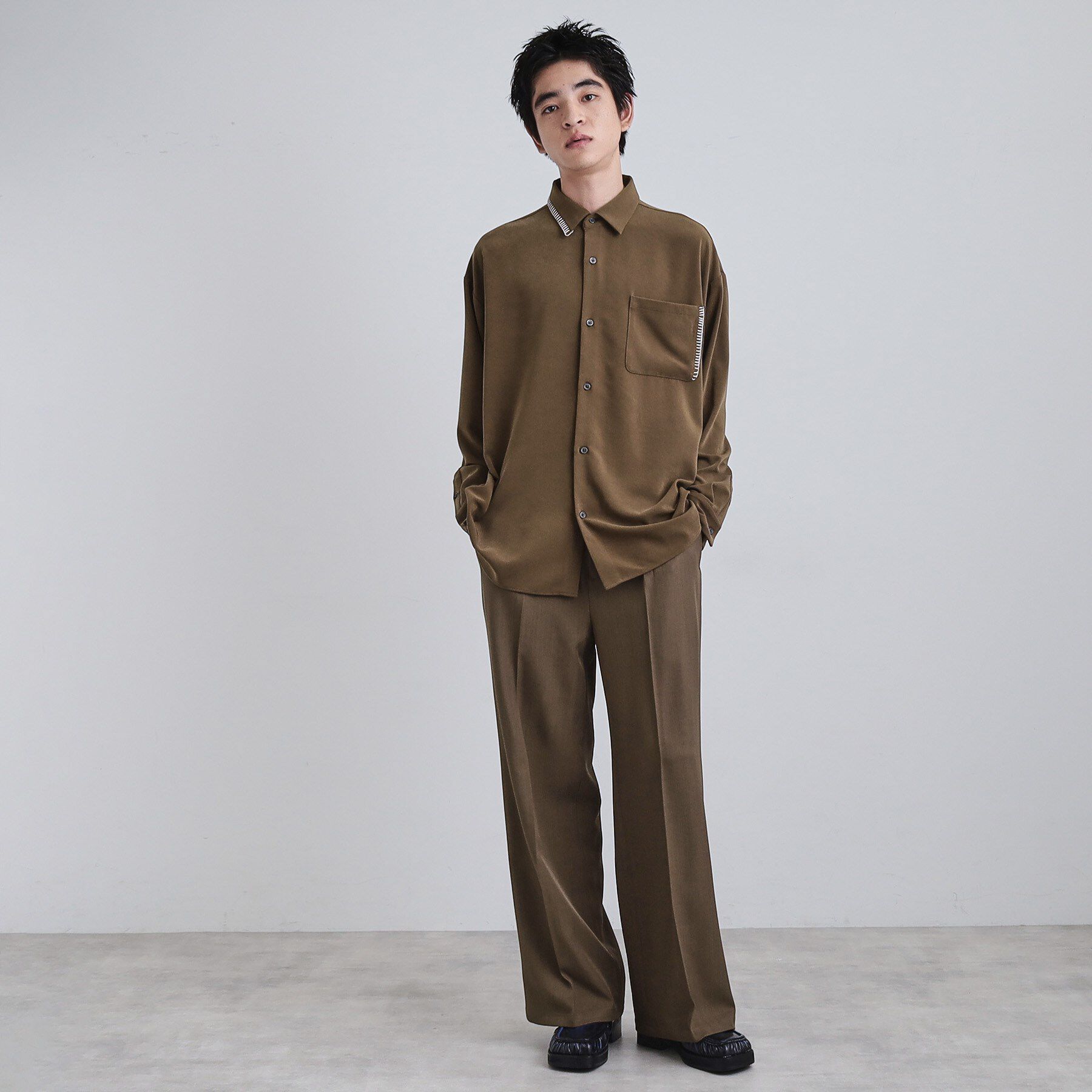 tk.TAKEO KIKUCHI「なめらかスエードタッチステッチシャツ」|シャツ・ブラウス|