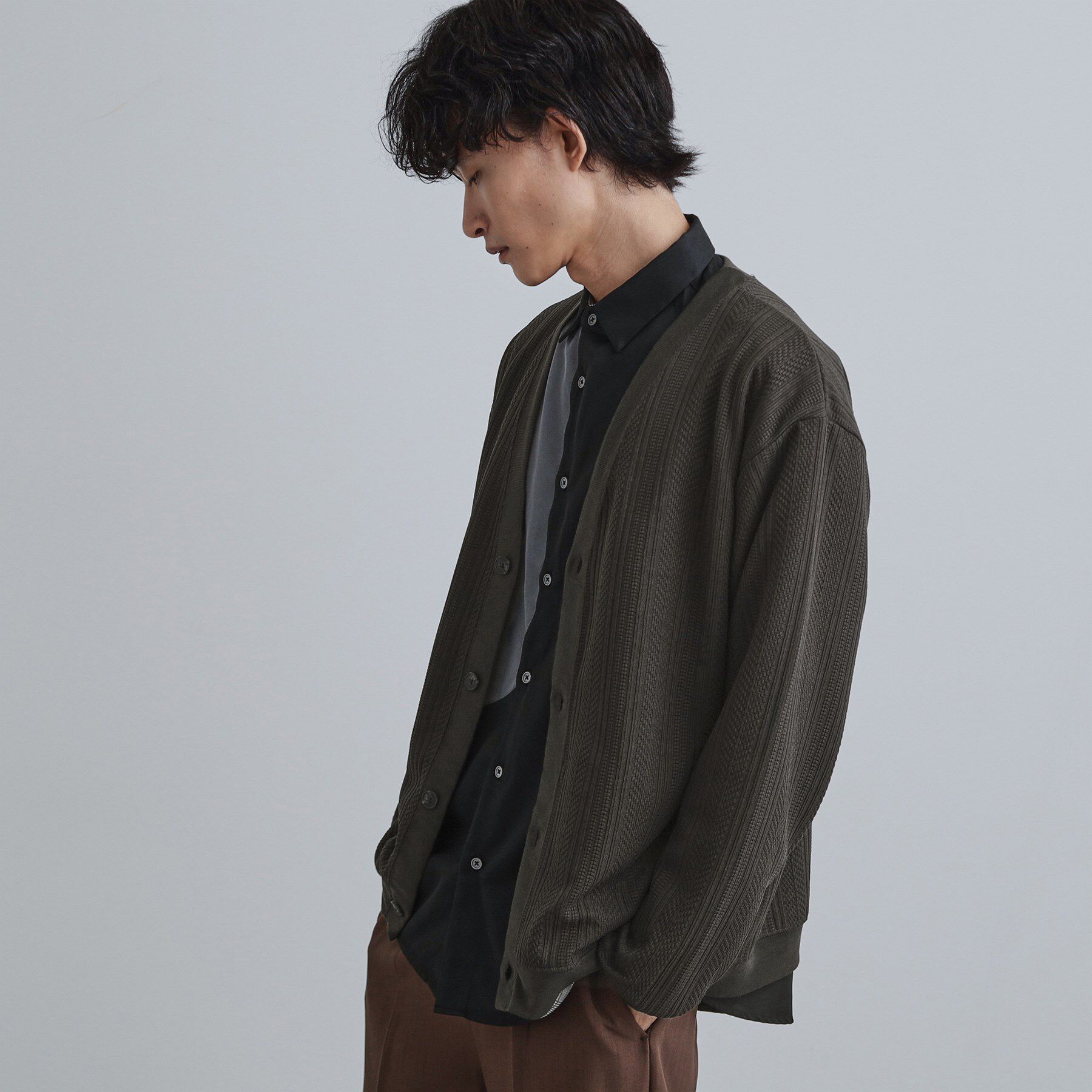 tk.TAKEO KIKUCHI「ニットライクジャカードカーディガン」|カーディガン|