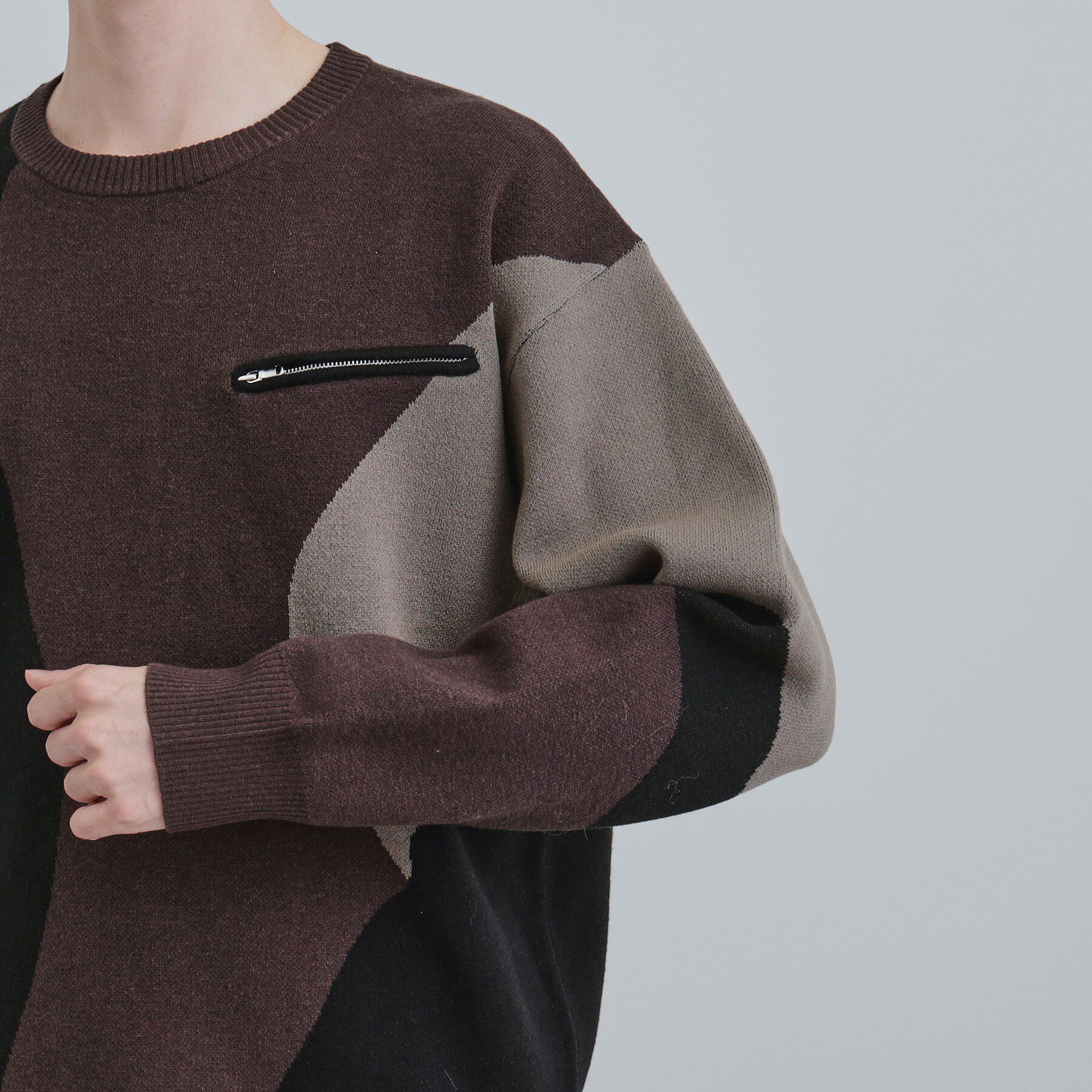 tk.TAKEO KIKUCHI「カラースキーム胸ZIPニット」|ニット・セーター|