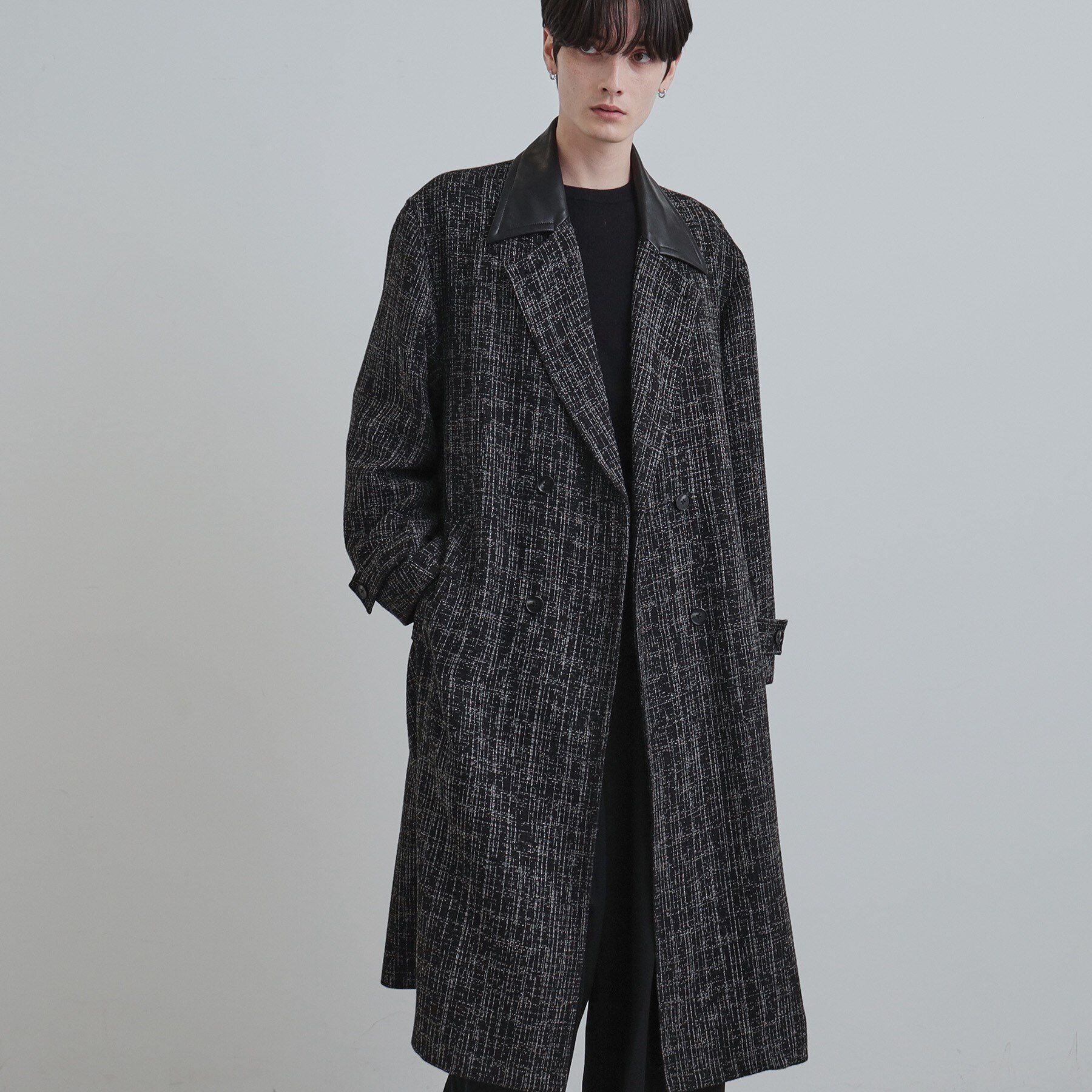 tk.TAKEO KIKUCHI「ツイードダブルオーバーコート」|その他|ブラック(719)