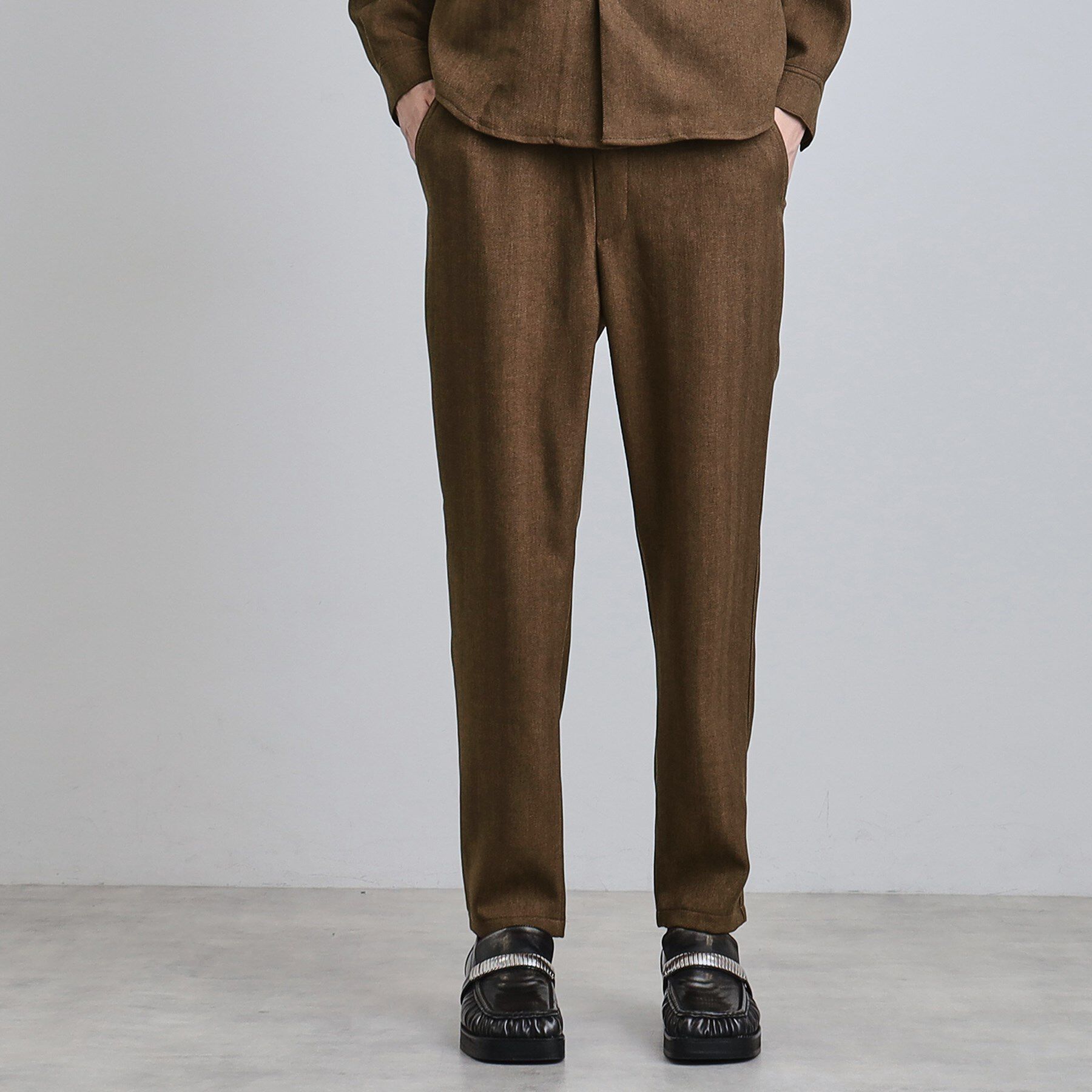 tk.TAKEO KIKUCHI「ウール調ヘリンボンイージーパンツ」|その他|ブラウン(044)