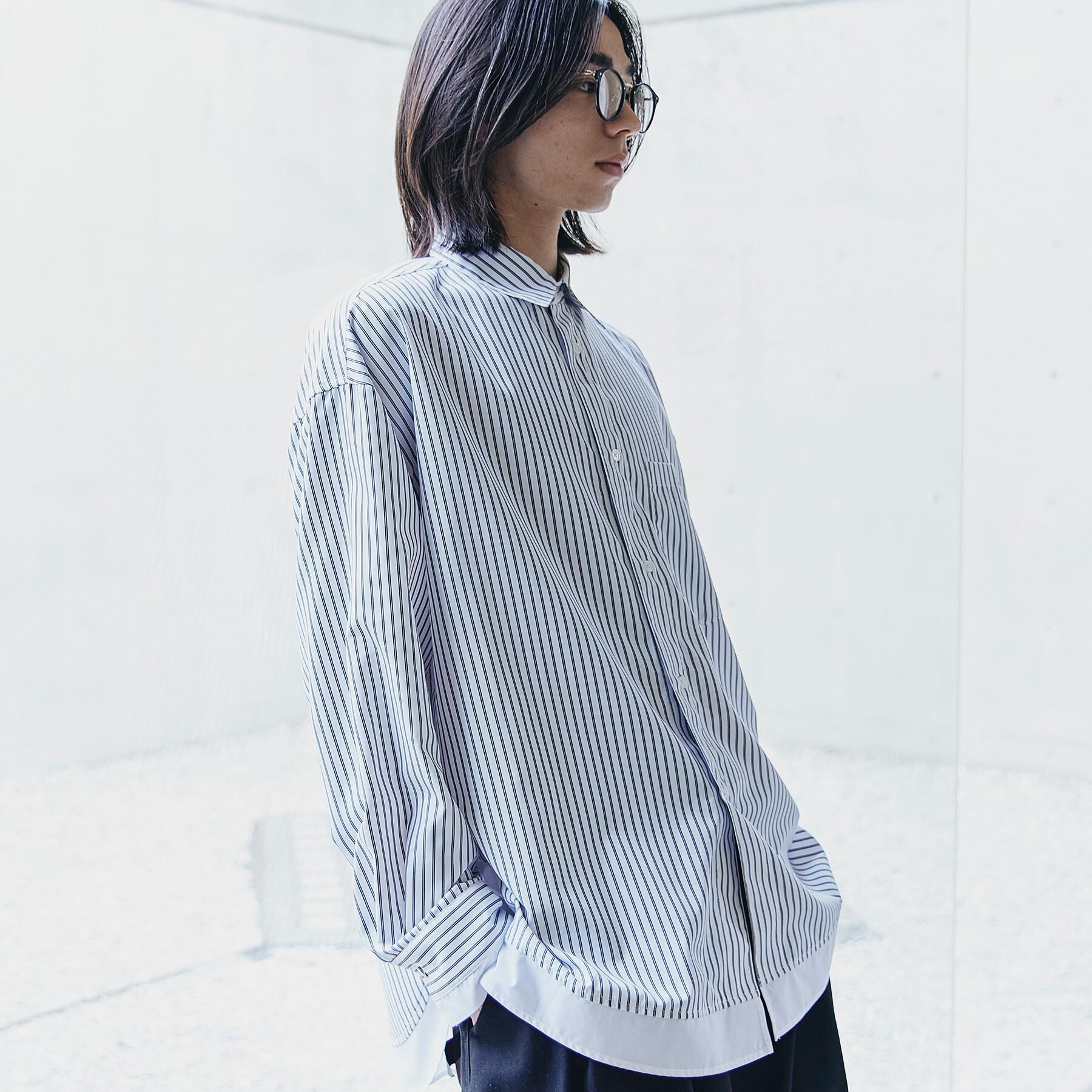 tk.TAKEO KIKUCHI「レイヤードストライプシャツ」|シャツ・ブラウス|ブラック(319)