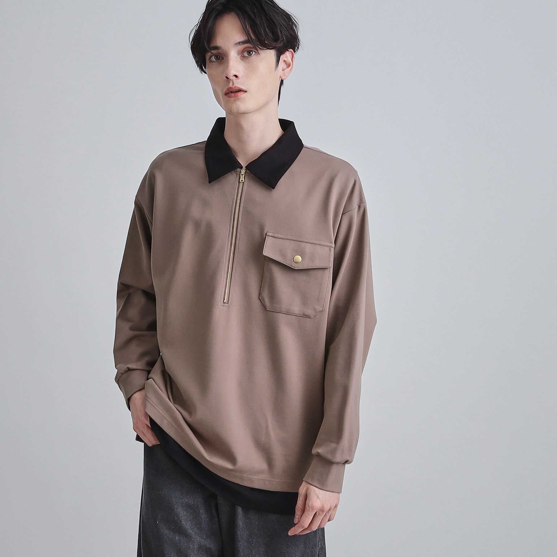 tk.TAKEO KIKUCHI「ハードポンチハーフジップポロカットソー」|Tシャツ・カットソー|