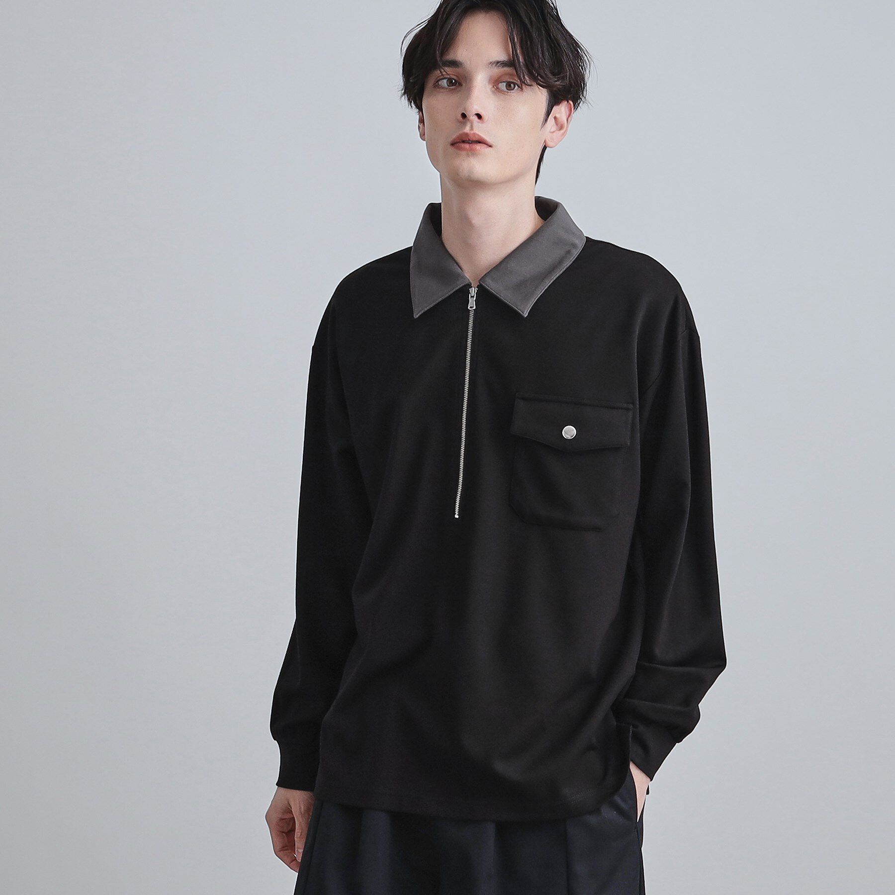 tk.TAKEO KIKUCHI「ハードポンチハーフジップポロカットソー」|Tシャツ・カットソー|