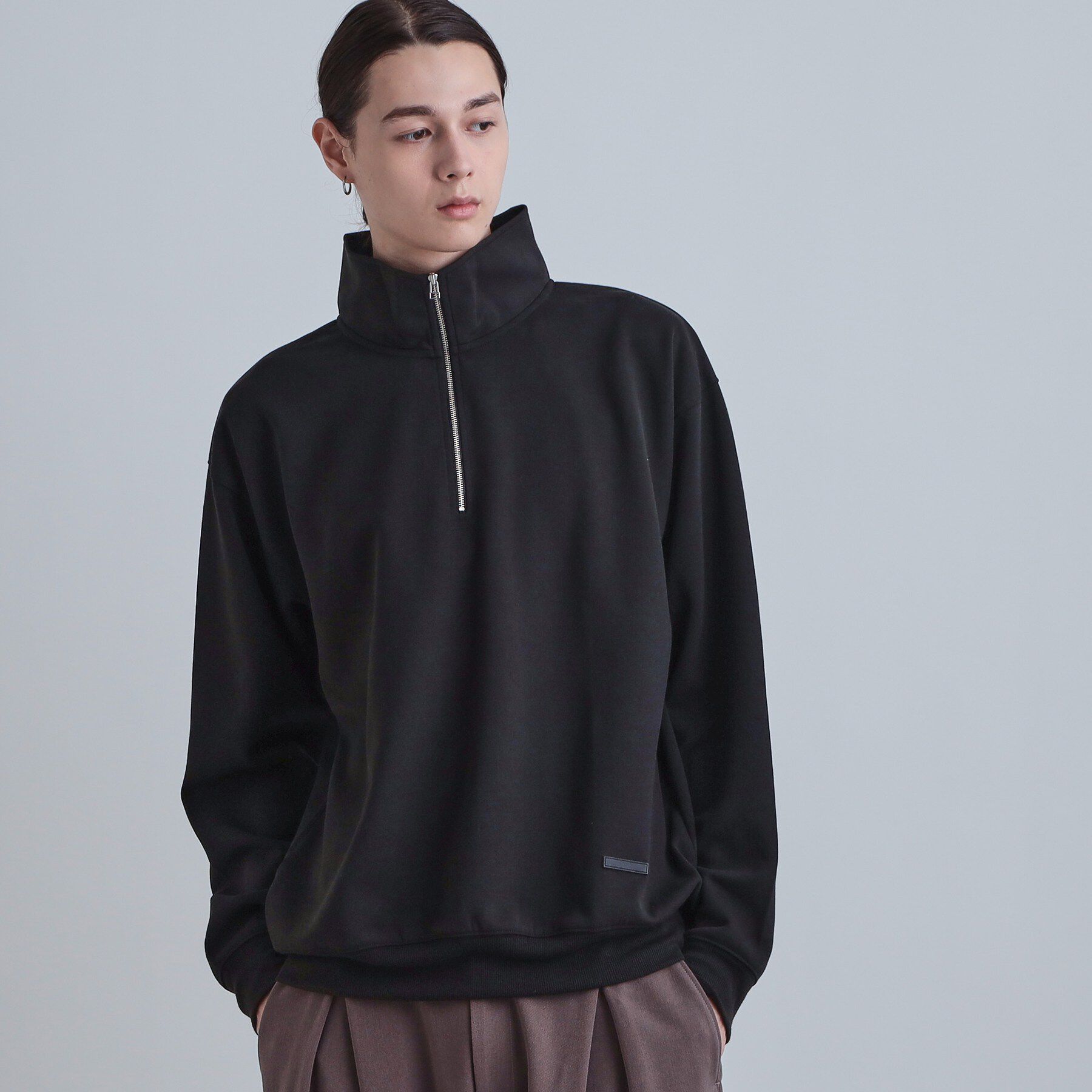 tk.TAKEO KIKUCHI「ハーフジップスウェット」|パーカー|ブラック(019)