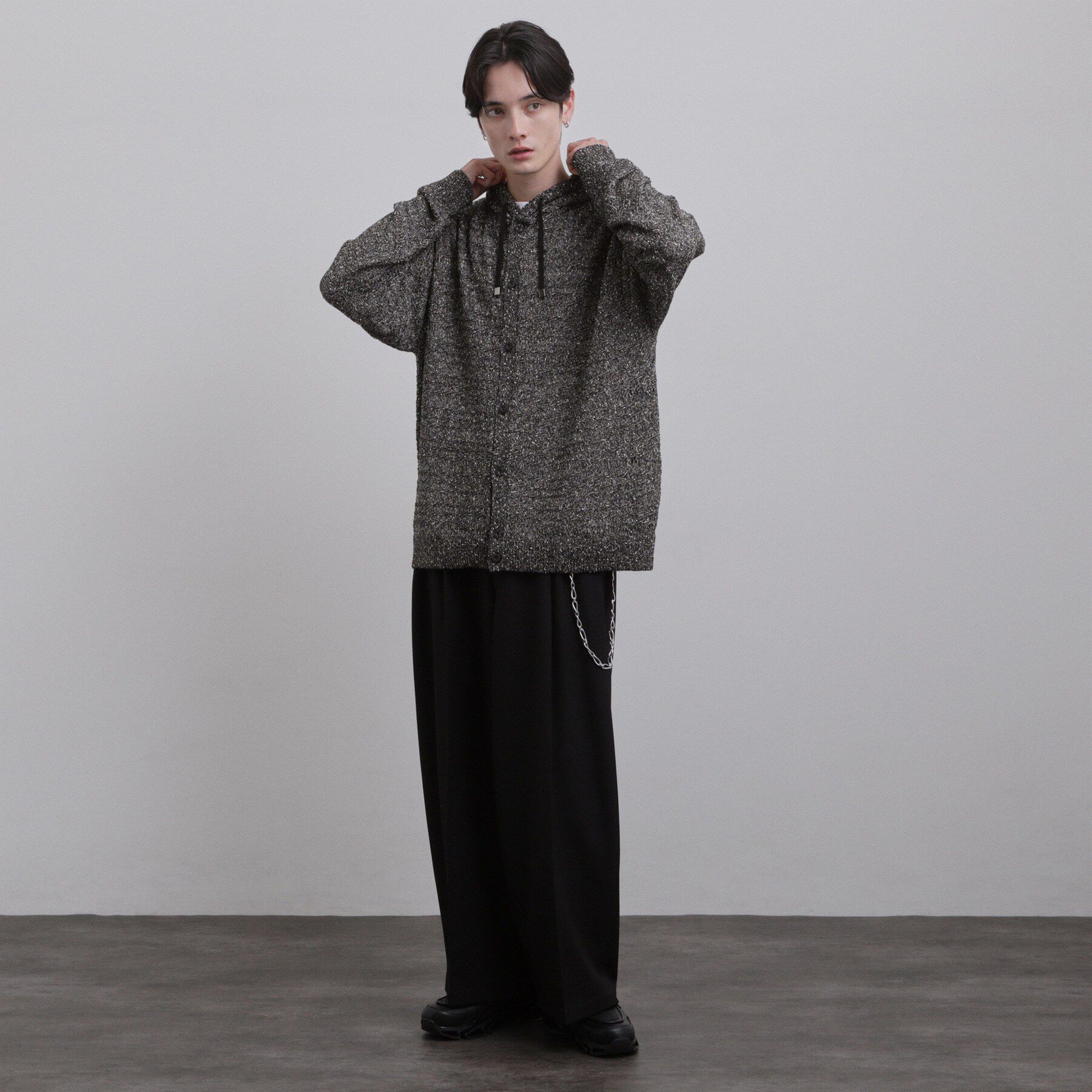 tk.TAKEO KIKUCHI「パターンドメッシュニットパーカー」|ニット・セーター|