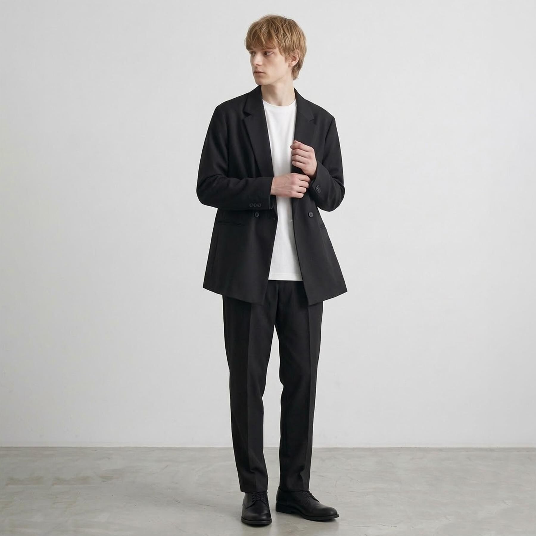 tk.TAKEO KIKUCHI「【セットアップ2点セット】オーバーサイズダブルセットアップ/ONOFF兼用/イージーケア/マシーンウ」|スーツ|ブラック(019)