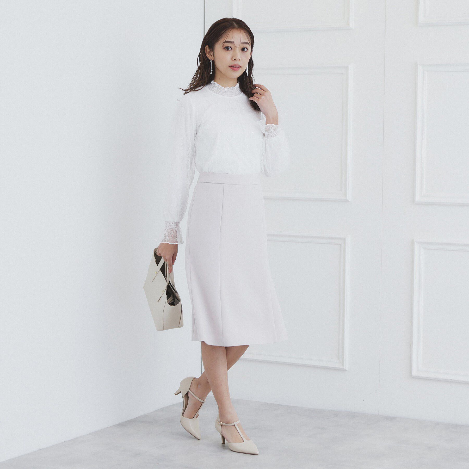 index「シャーリング総レーストップス【洗濯機洗い可】」|Tシャツ・カットソー|