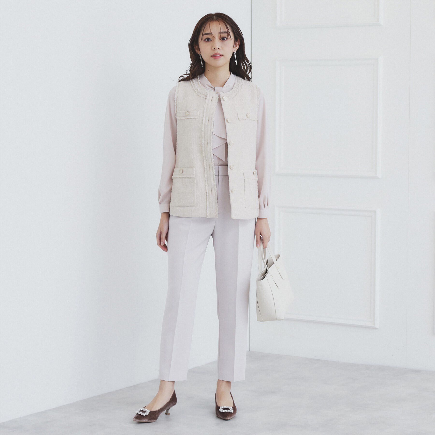 index「《美人百花掲載》ポケット付きツイードジレ/通勤・セレモニー対応【洗える】」|ベスト・ジレ|