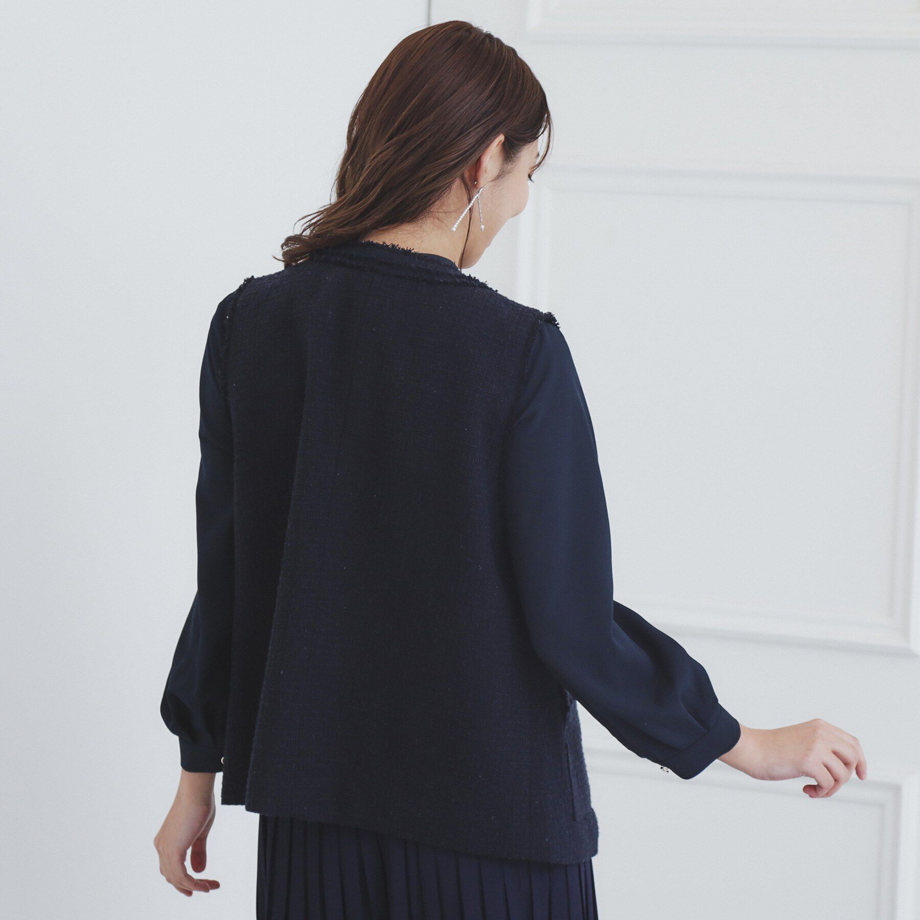 index「《美人百花掲載》ポケット付きツイードジレ/通勤・セレモニー対応【洗える】」|ベスト・ジレ|