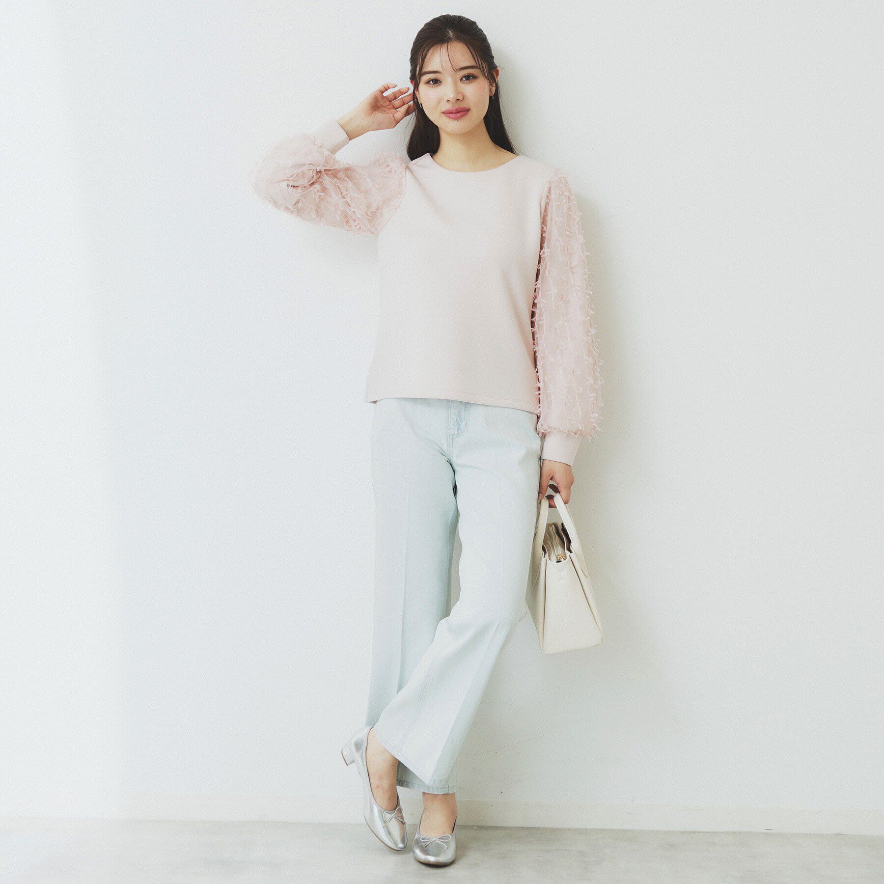 index「《美人百花掲載》リボンチュールトップス【洗濯機洗い可】」|Tシャツ・カットソー|