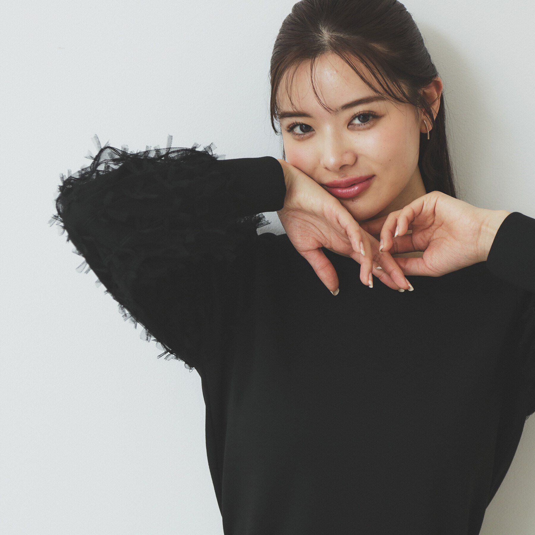 index「《美人百花掲載》リボンチュールトップス【洗濯機洗い可】」|Tシャツ・カットソー|